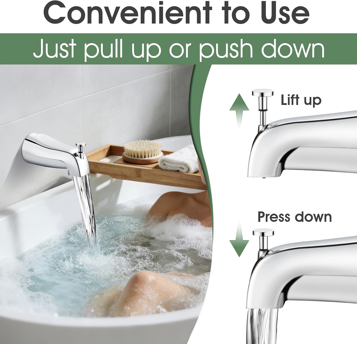 Bathtub Faucet Replacement with Diverter,Easy to Install Tub Spout for 1/2" Copper Pipe,1/2" IPS and 3/4" IPS with Install Tool - Image 4