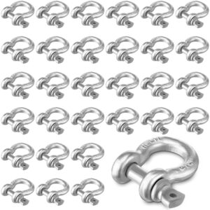 30 Pack 3/8 Inch D Ring Shackles, G...