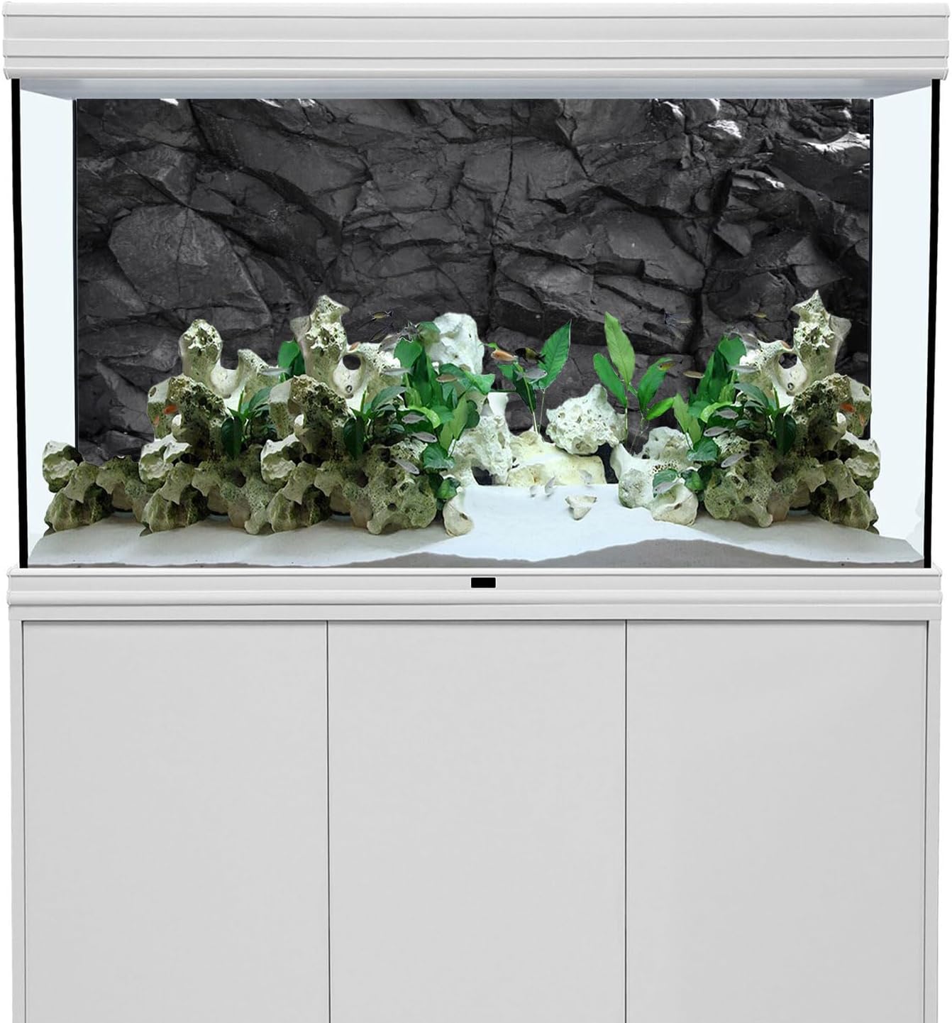 AWERT 72x18 inches Stone Aquarium Background Black Rock Fish Tank Background Rocky Terrarium Background Vinyl - Image 2