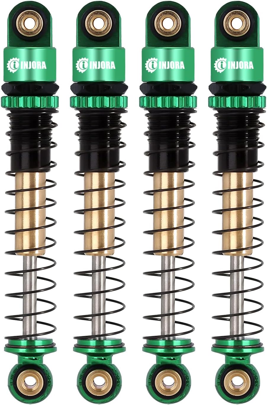 INJORA 43mm Aluminum Shocks Threaded Tele Shock Absorber Damper for 1/24 RC Crawler Car Axial SCX24 AXI90081 Deadbolt Micro Crawler(Green)