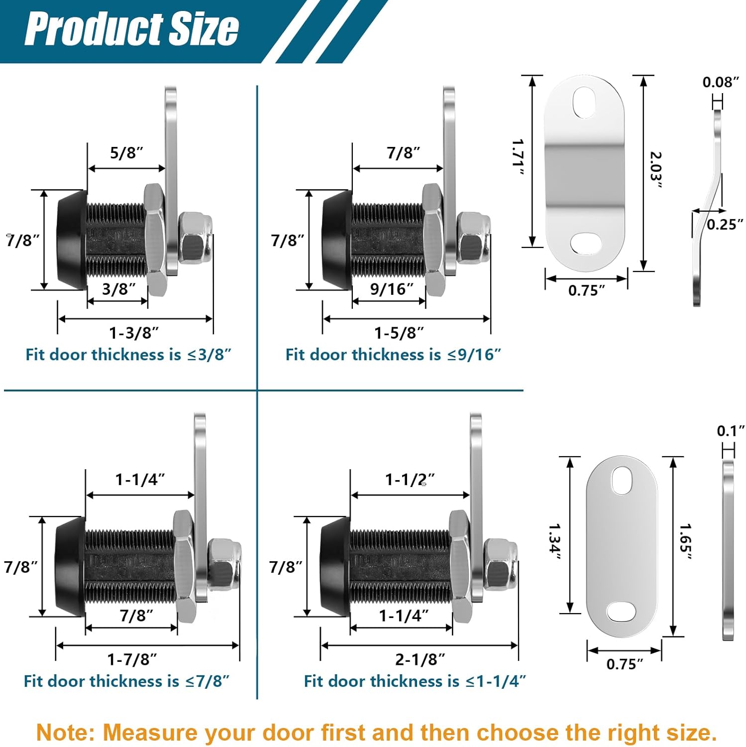 Cabinet Cam 2 Pack Locks, RV Storage Locks with Keyed Alike (7/8"), Suitable for Drawers and Cabinets to Protect Important Items, Zinc Alloy Materials - Image 2