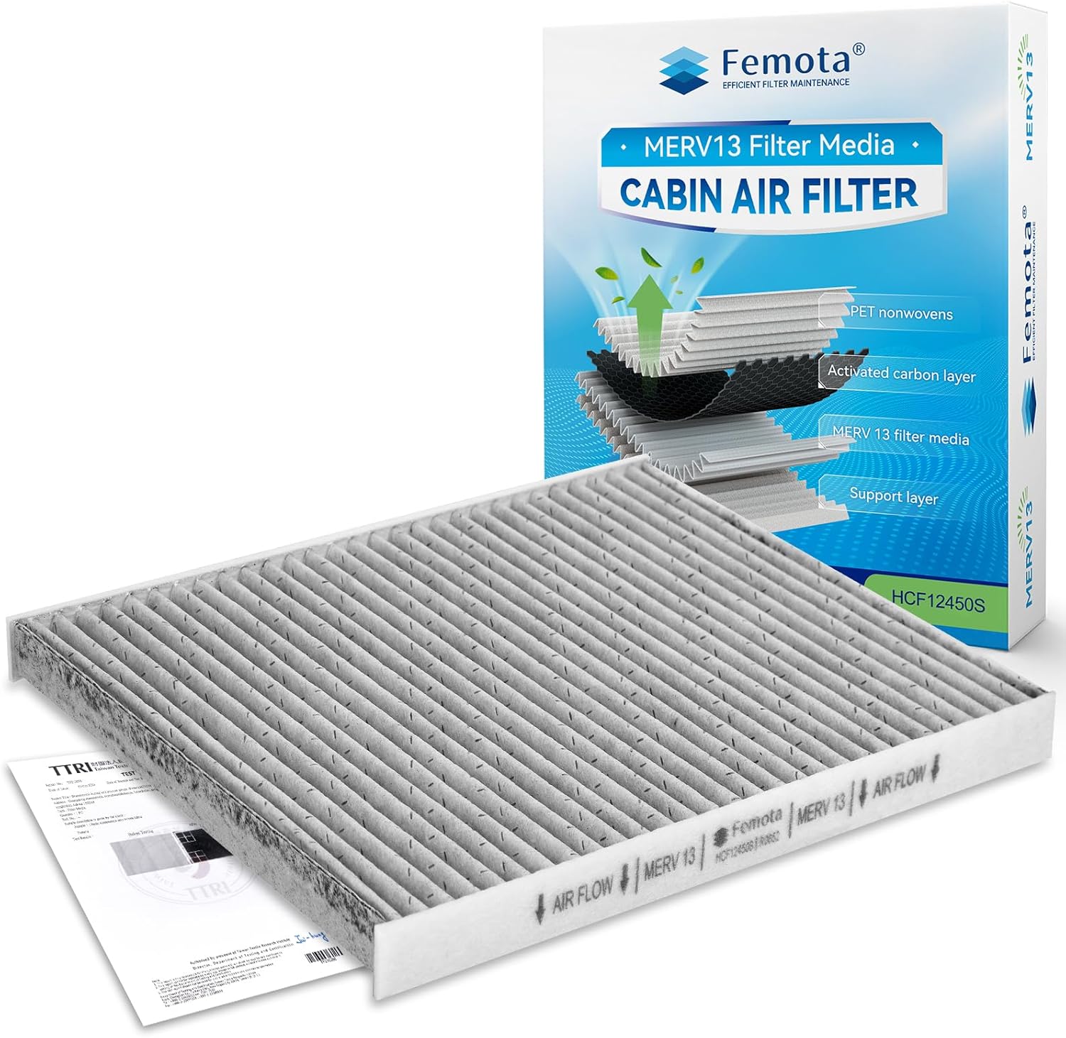 MERV 13 Cabin Air Filter with Activated Carbon, CF12450 for Jeep Wrangler(2018-2024), Gladiator(2020-2023); NOT for Diesel Engines; OE: 68301863AA, 68565698AA.
