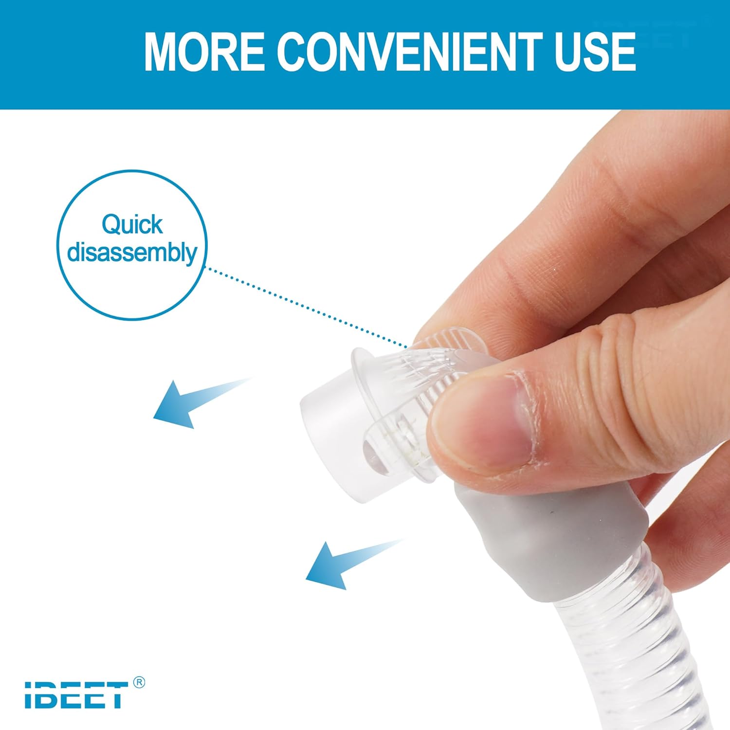 Replacement Tube Assembly for Wisp Nasal Mask, IBEET Short Tube for Wisp Connecting Hose, Replacement CPAP Accessories - Quick Release & 360-Degree Rotatable - Image 3