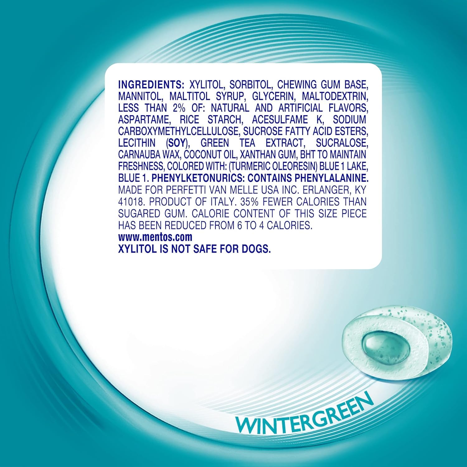 Mentos Pure Fresh Sugar-Free Chewing Gum with Xylitol, Wintergreen, Bulk, 50 Count (Pack of 6) - Image 3