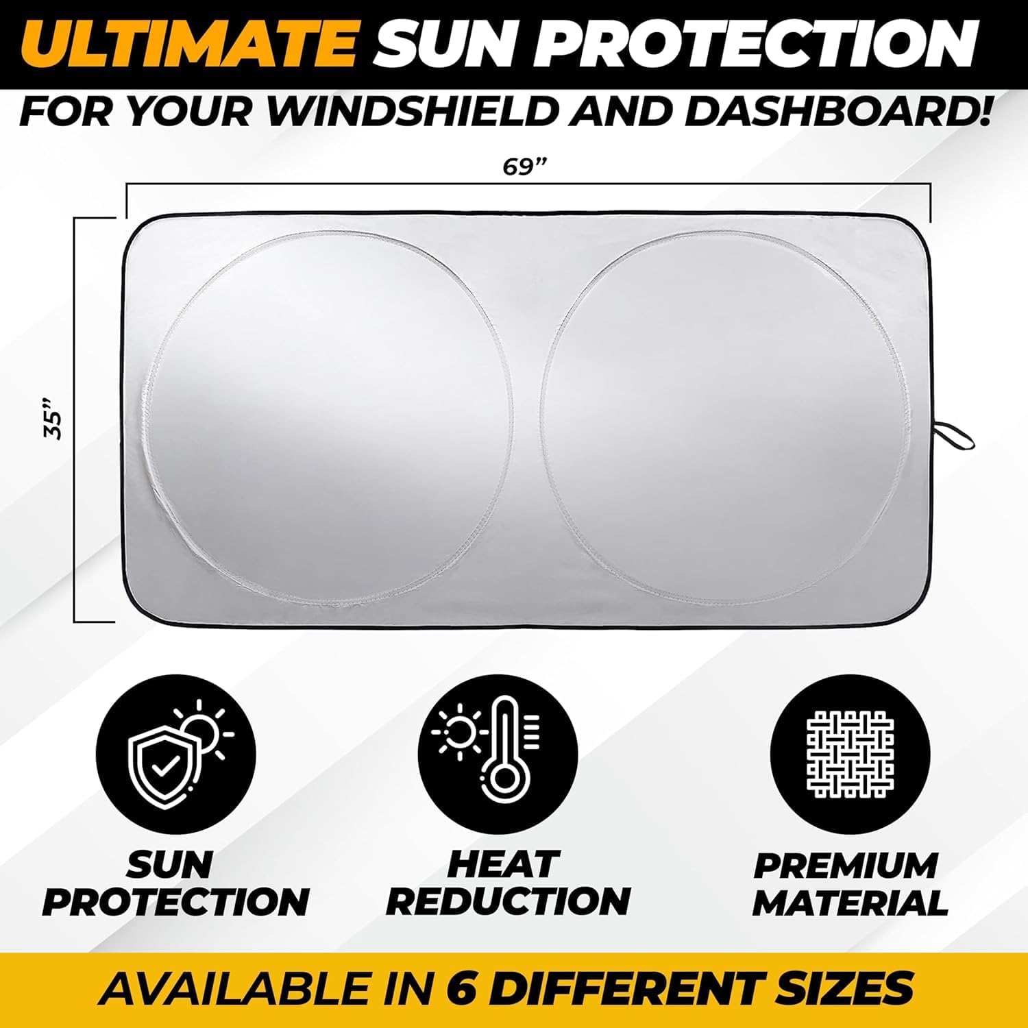 Autovir Truck Windshield Sun Shade Foldable – 280T Thickened Sun Shield, UV Ray Blocker, Automotive Sun Protection Privacy Curtains, Keeps car Interior Cool, Truck Accessories, Fit for SUV - Image 5