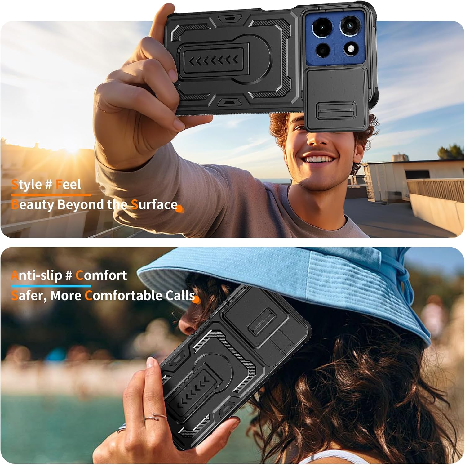 Lanhiem for Moto G 2026 / G Play 2026 / G 5G 2025 Case with HD Screen Protector, Slide Camera Cover, Military-Grade Shockproof Cover with Kickstand & Dual-Layer Protection, Anti-Slip Grip,Black - Image 9