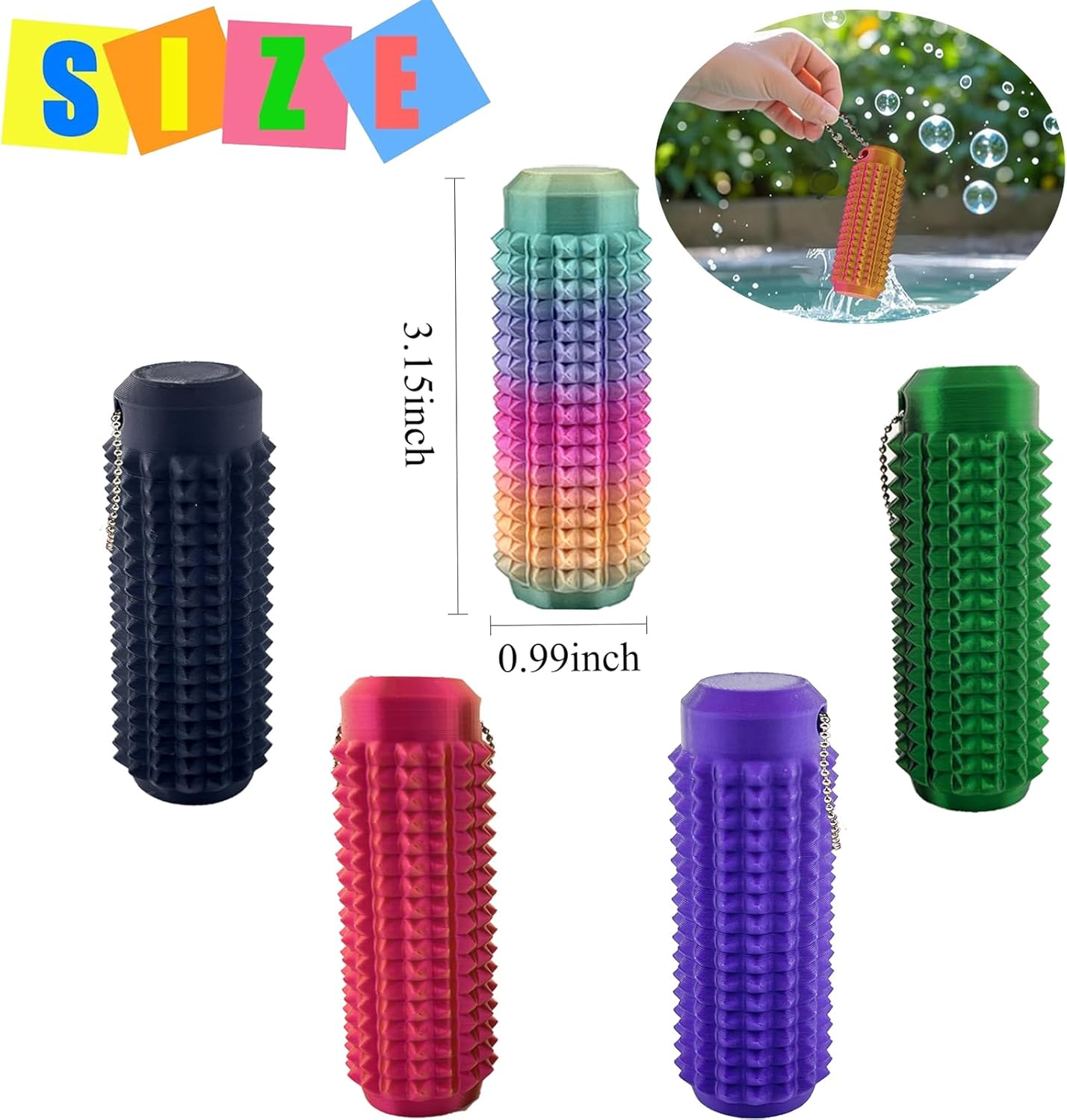 Little Ouchies Fidget, Pocket Mini Fidget Toy for Adults, Pain Stim Fidget, 3D Printed Venting Key Pendant, 3pcs Spiky Grippie Stim Keychain for Anxiety Relief Positive, Easter Basket Stuffers - Image 5