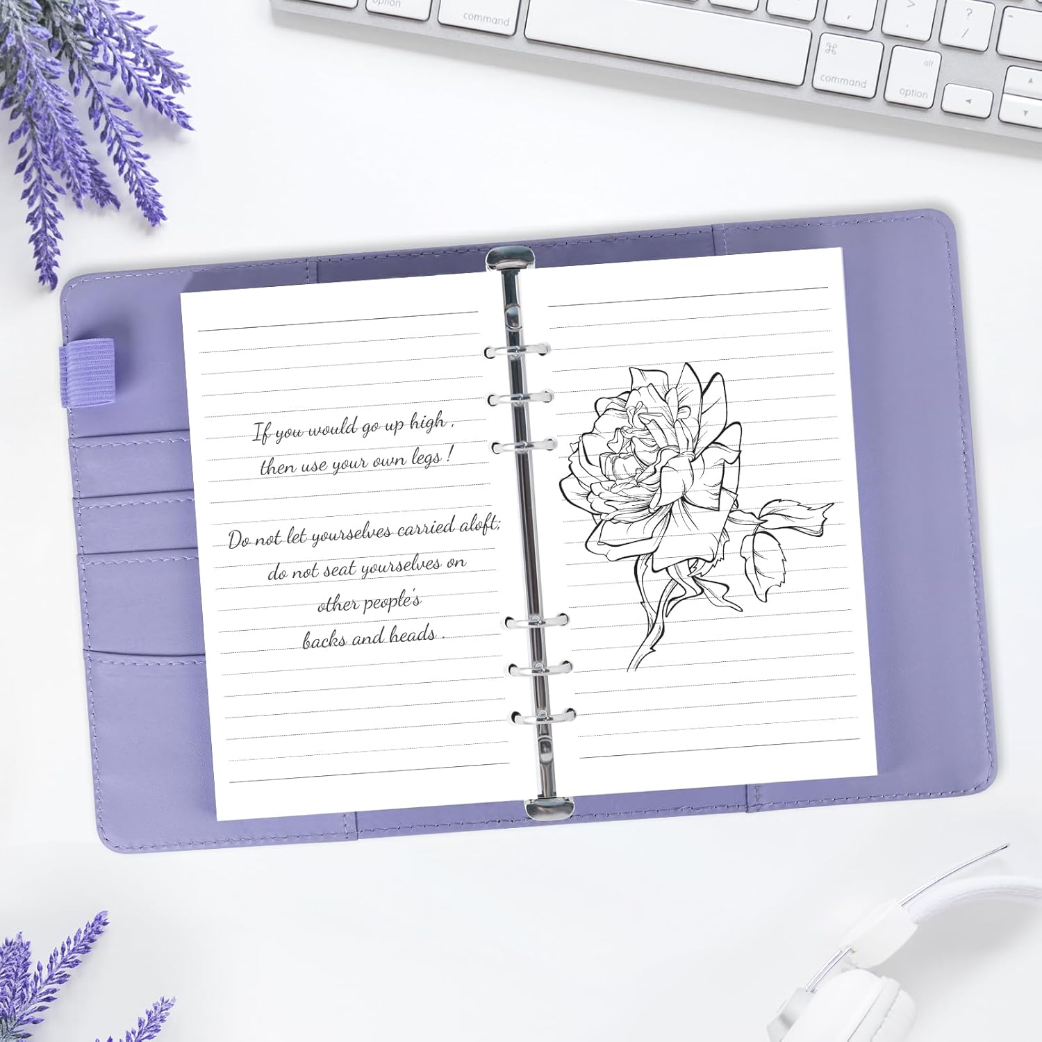 A6 Refill Paper Planner Inserts, 6-Hole Loose Leaf Paper, College Ruled Loose Leaf with Binder Dividers, Punched Notebook Refills for 6-Ring Refillable Binder, 240 Pages, White - Image 4