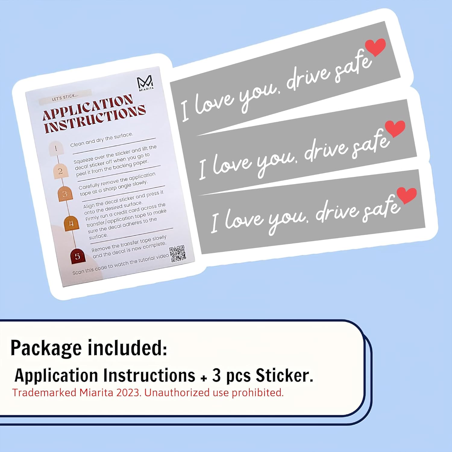 Miarita 3X I Love You Drive Safe Mirror Sticker, Cute Car Stickers for Womens, Car Decals for Women, Rear View Mirror Sticker, Valentines Day Gifts Her, Him (I Love You Drive Safe White) - Image 3