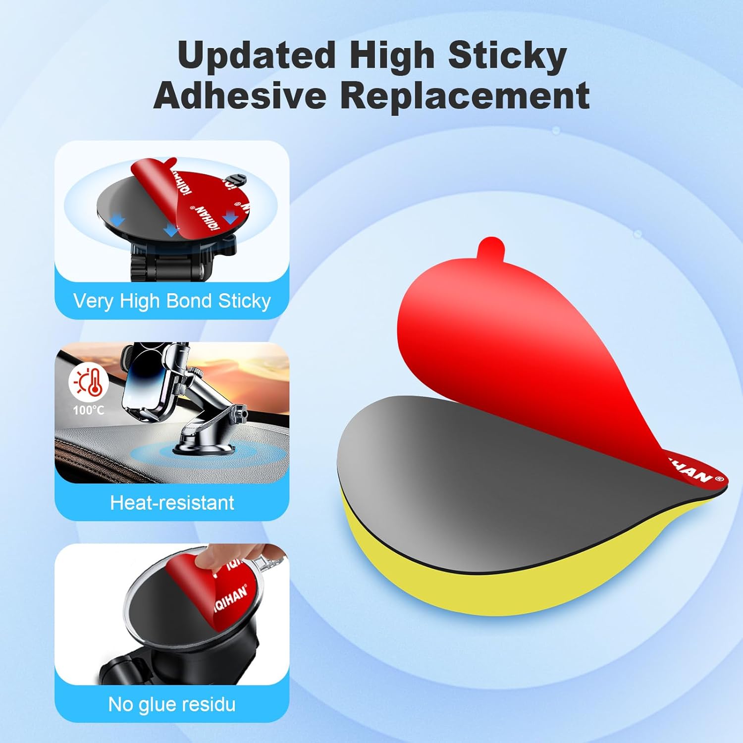 Sticky Pads for Car Phone Mount, 6pcs 2.76"(70mm) Heavy Duty Adhesive for Dashboard/Windshield Cellphone Holder Suction Cup Base, Double-Sided Mounting Circle Tape Replacement for Dash Cam/Camera/GPS - Image 5