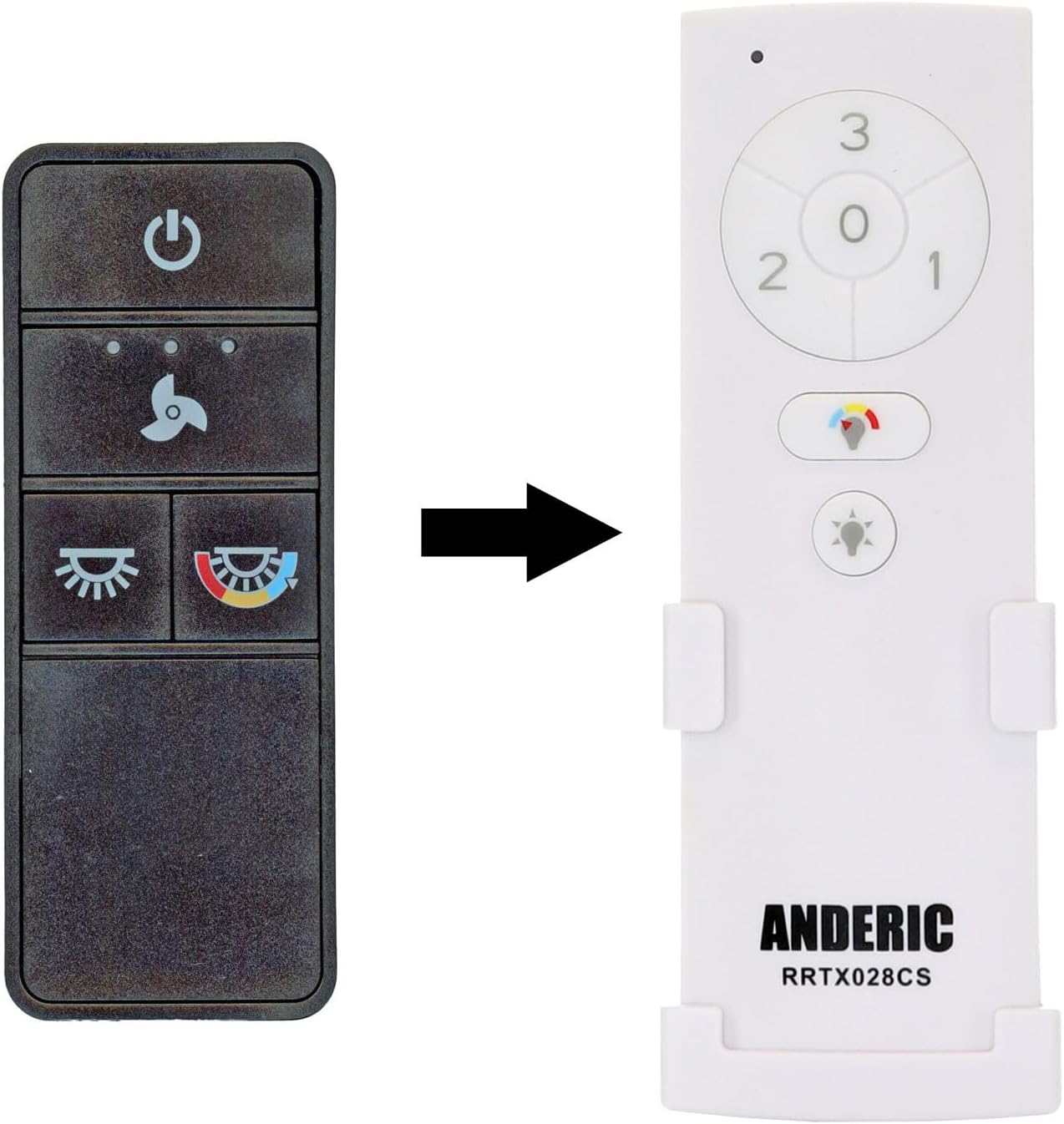 Anderic RRTX028C-S Replacement Ceiling Fan Remote Control Compatible with Hampton Bay and Home Decorators Collection Fans – Works with RRTX028CS Receiver, 3 Speeds, Light Dimming, CCT Color Control