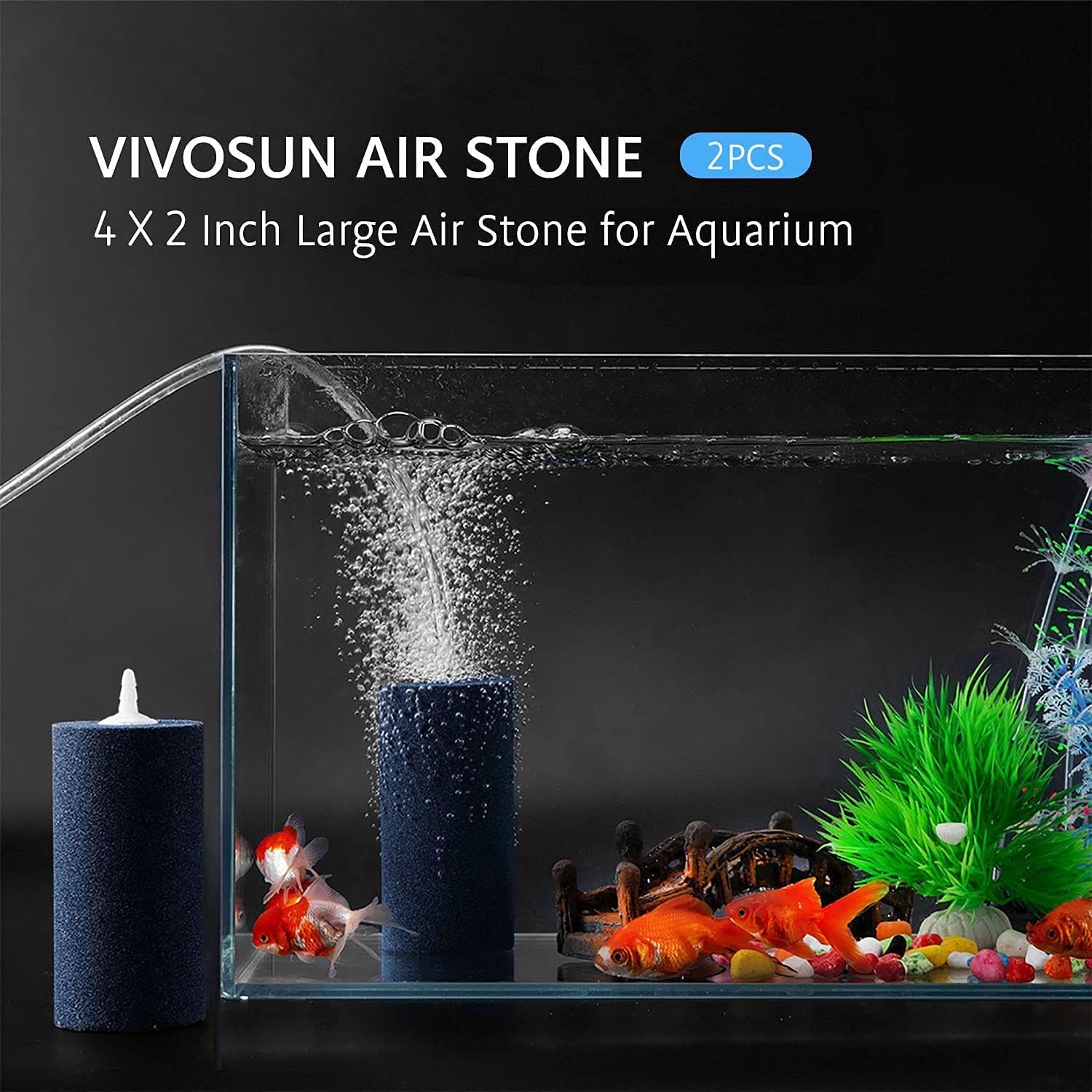 VIVOSUN Air Stone 2PCS 4 x 2 Inch Large Air Stone for Aquarium, Fish Tank and Hydroponics Air Pump - Image 5