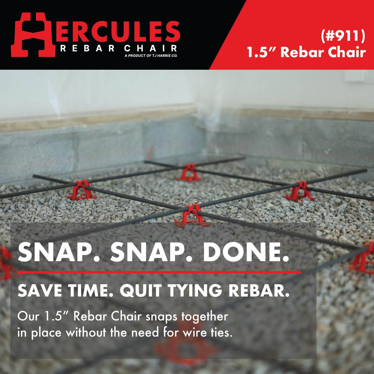 Hercules Plastic 1-1/2" Rebar Chair - (50 Count) Superior Strength & Quality Concrete Snap Rebar Chair For #4 Rebar (50, 1.5” Rebar Chair) - Image 4