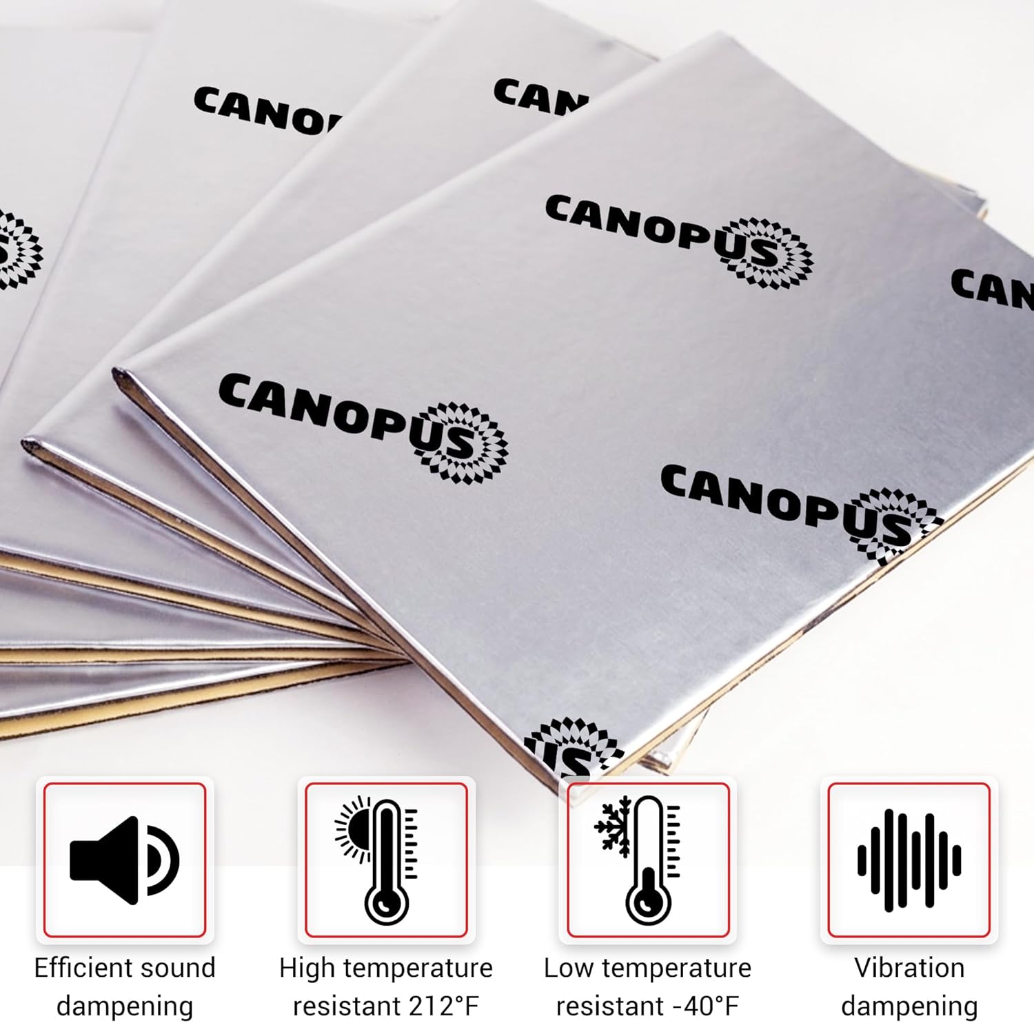 CANOPUS Car Sound Deadening Mat - 80 mil, 5 sqft, Butyl Sound Deadener for Trunk, Doors, Floor & Ceiling, Audio Dampening Material, Pack of 5 Sheets, Silver - Image 2
