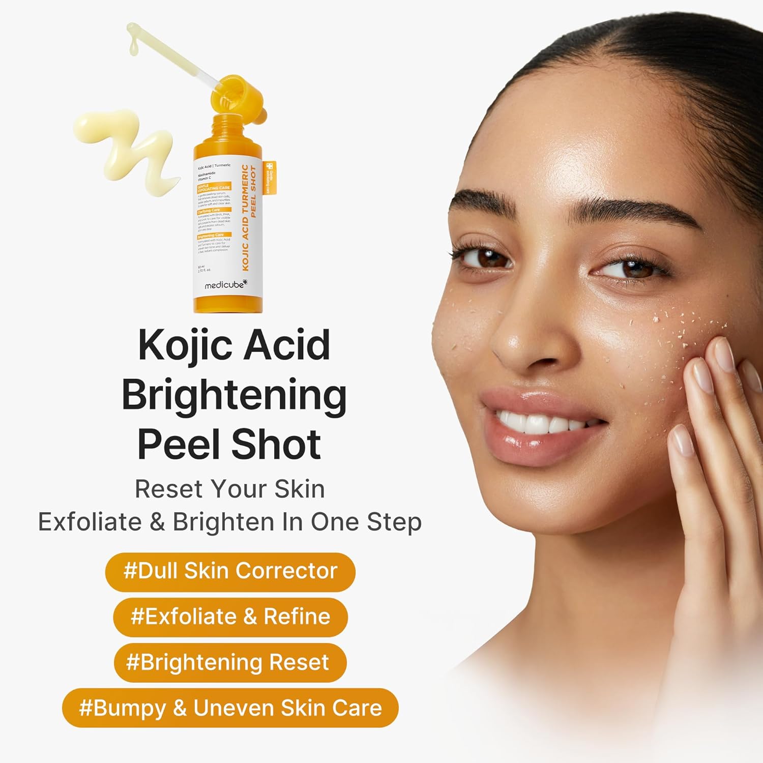medicube Body Peel Shot with Kojic Acid and Turmeric | Gentle Body Brightening & Exfoliating Serum with BHA, LHA & PHA for Dead Skin Cells, Uneven Looking Skin & Excess Sebum | 9.46 fl.oz - Image 2