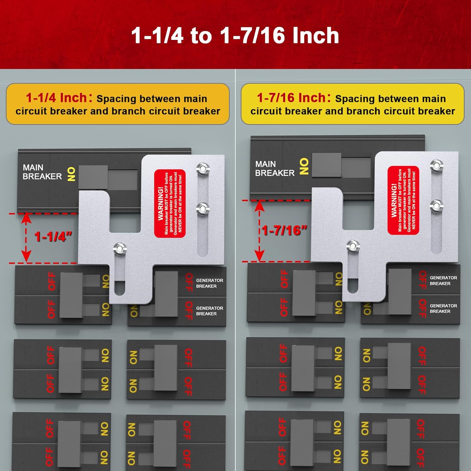 Generator Interlock Kit Compatible with Cutler Hammer for BR Series 150 and 200 Amp Panels, 1 1/4-1 7/16 inches Spacing Between Main and Branch Breaker(PN200) - Image 3