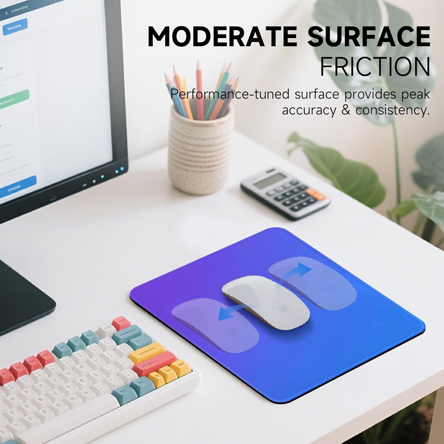 Premium Mouse Pad with Stitched Edges – 10.2 x 8.3 in | Smooth, Washable Mat with Non-Slip Base | Personalized Cute MousePads for Laptop, Computer, Office, Home (Blue-Purple Gradient) - Image 2