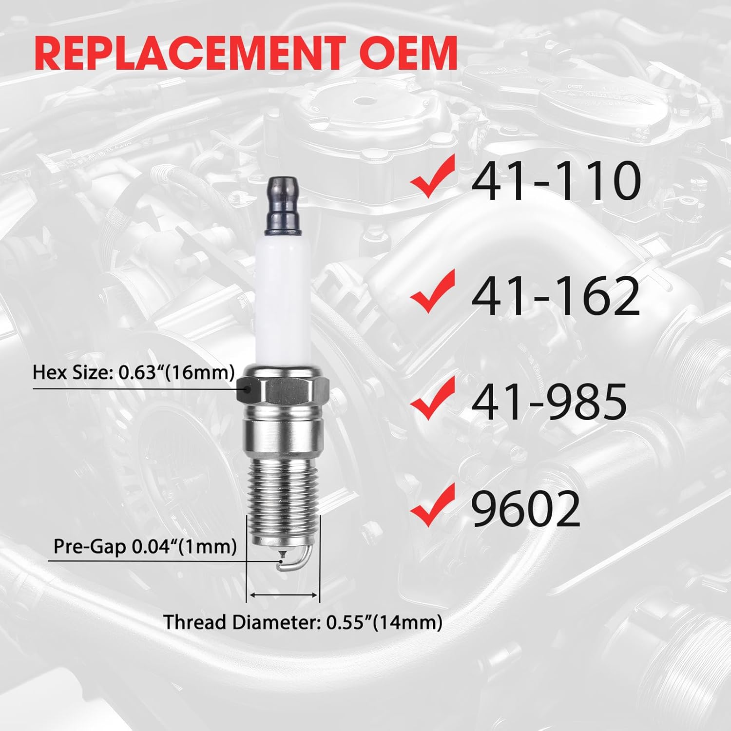8 Pcs Spark Plug Wires Set & 41-110 Iridium Spark Plugs Compatible with 2000-2013 Chevy Silverado Tahoe Suburban GMC Sierra Yukon Cadillac Escalade 4.8 5.3 6.0 6.2 L, Replace for 41-162 9748HH 9748UU - Image 3