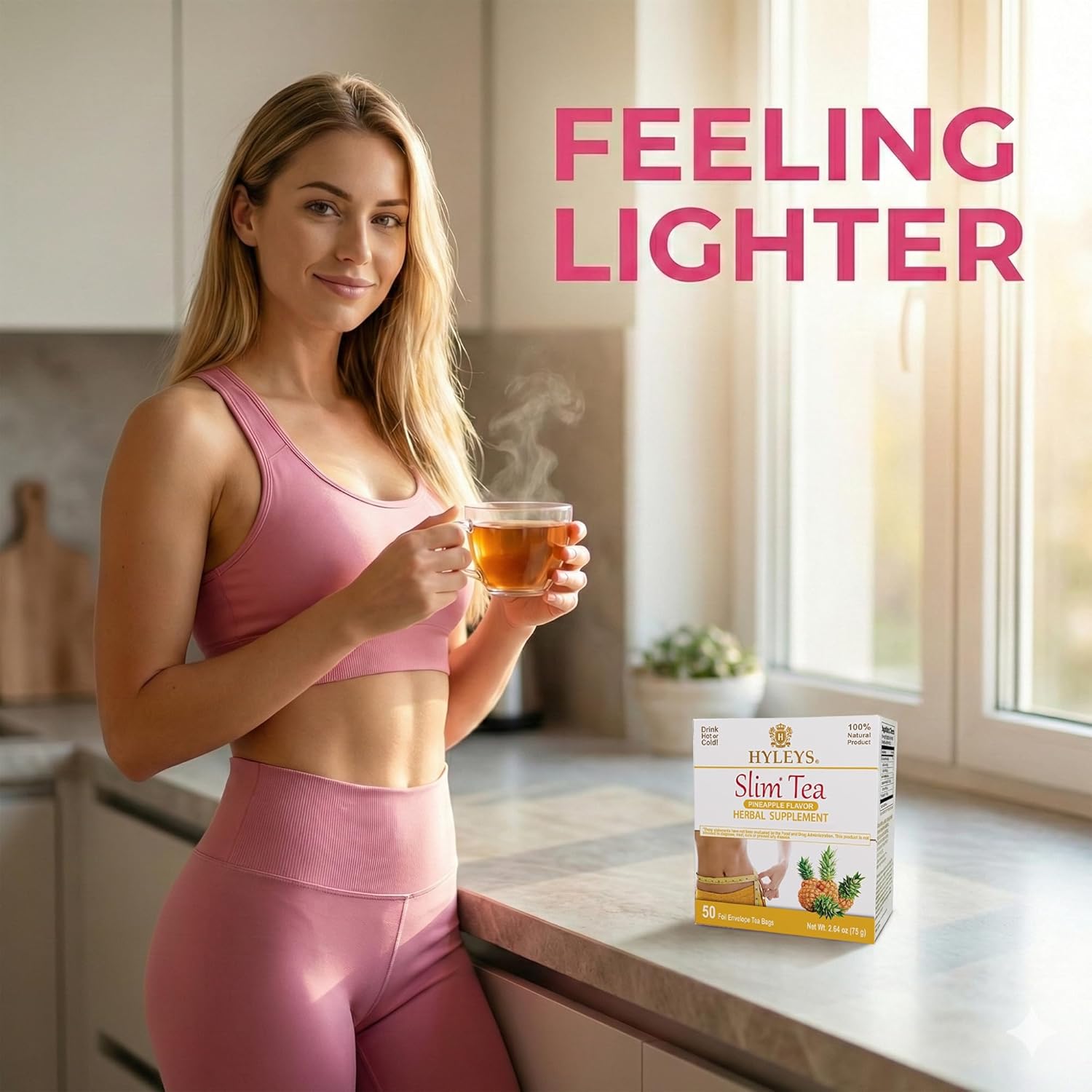 HYLEYS Slim Tea Weight Loss Herbal Supplement with Pineapple - Cleanse and Detox - 50 Tea Bags (1 Pack) - Image 9