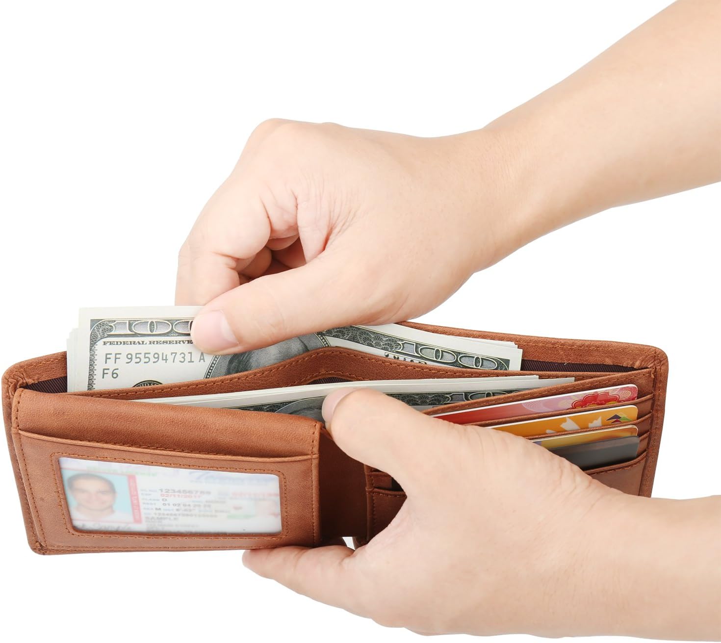 Wallet for Men-Genuine Leather RFID Blocking Bifold Stylish Wallet With 2 ID Window - Image 6