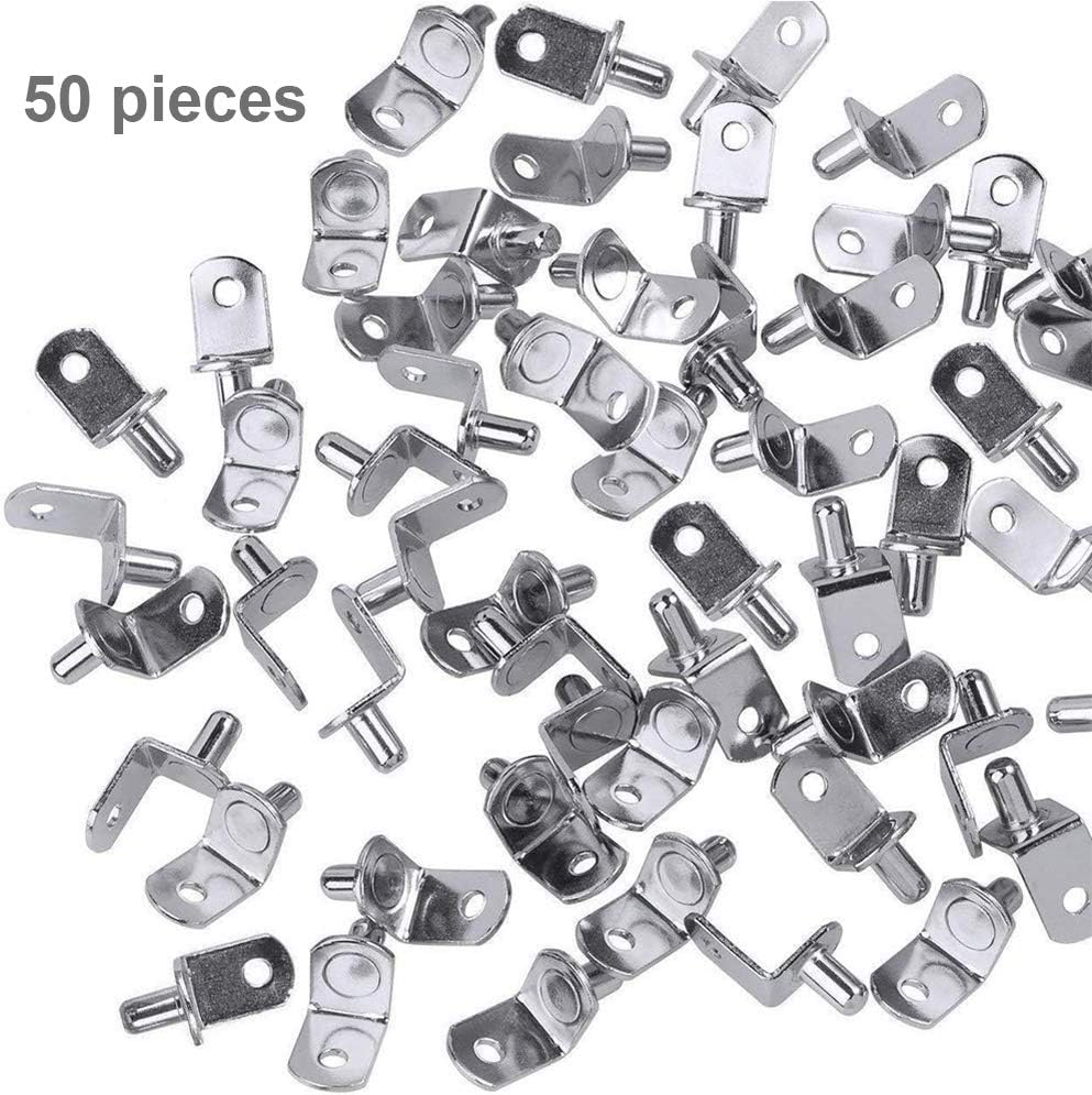 "50 Pcs 6mm Shelf Pins, L-Shaped Nickel Plated Shelf Support Pegs with Hole for Cabinet, Bookcase, Closet, Kitchen Furniture - Durable Metal Bracket Holders". - Image 7