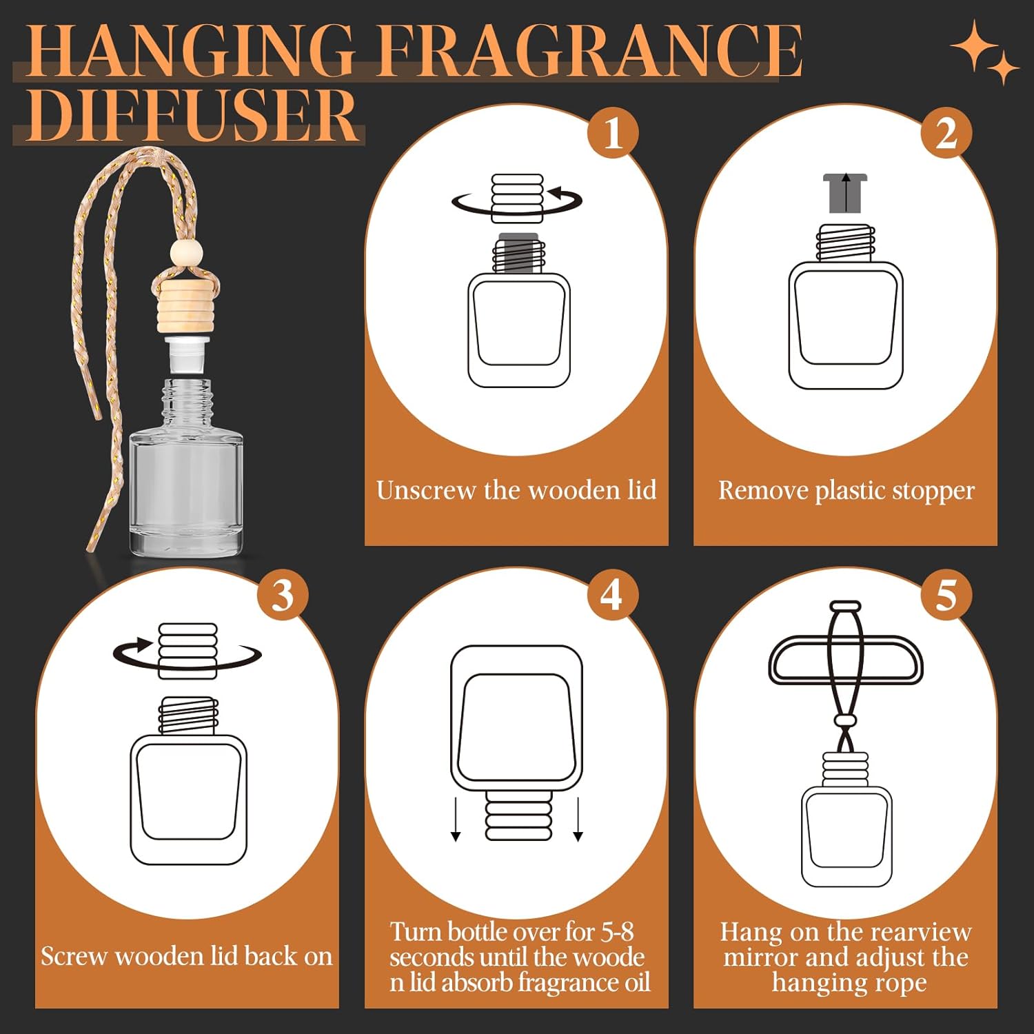 AROIC Hanging Car Air Freshener - 6 Pack Luxury Leather Scent Air Freshener Set, Long-Lasting Natural Essential Oil Fragrance Diffuser Eliminates Odors,Ideal Business Gift for Car Accessories Unisex - Image 6