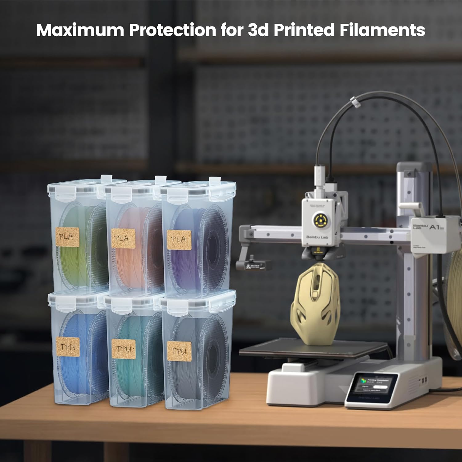YOOPAI Filament Storage Box - 8 Pack Filament Container for 3D Printing Sealing and Protection - Portable Storage Box with Desiccants&Label for Home&Office,Water-Proof and Dust-Proof 4.0L - Image 7