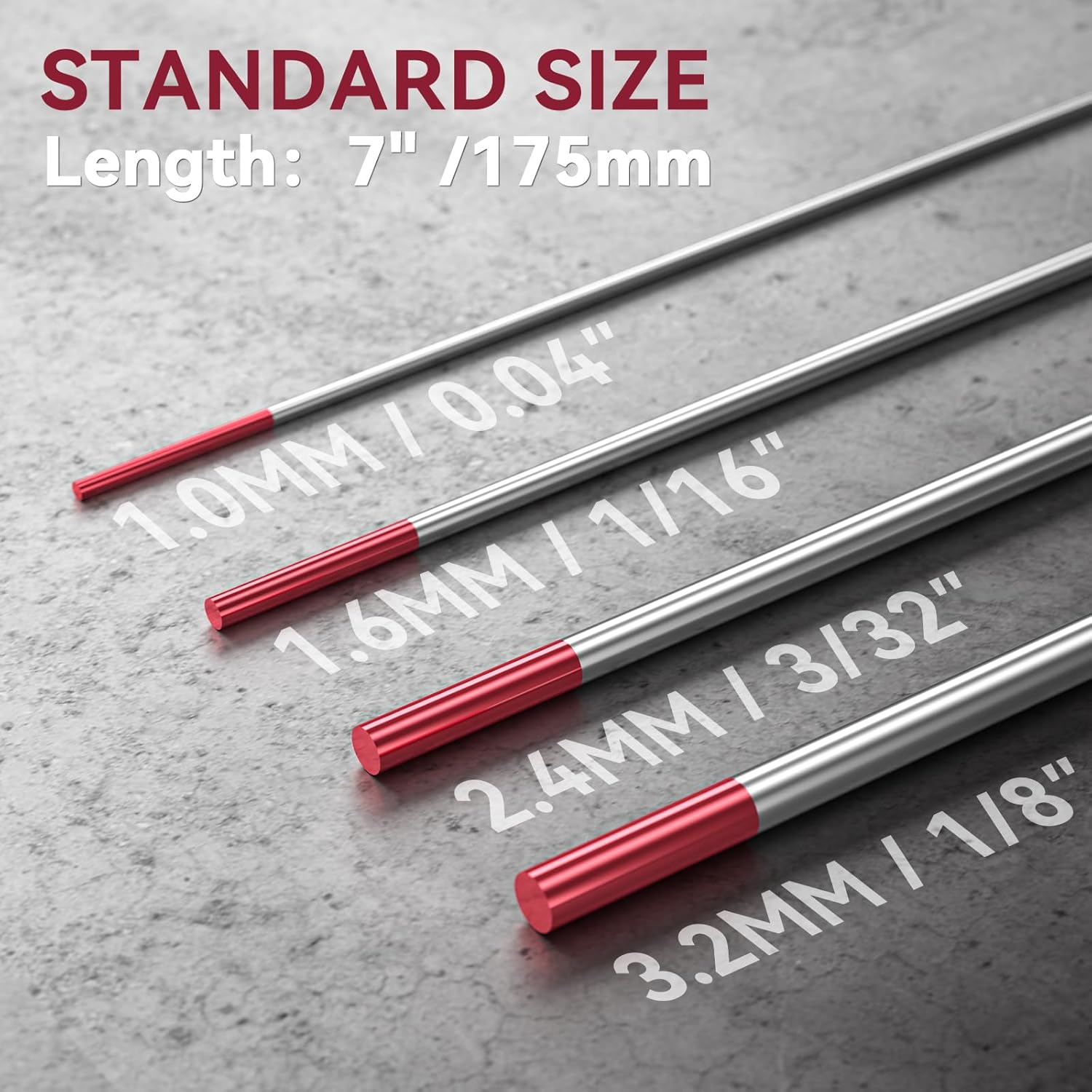 ARCCAPTAIN TIG Welding Tungsten Electrode 10-Pack 1/16"x 7"(Red, WT20/EWth-2) - Image 3