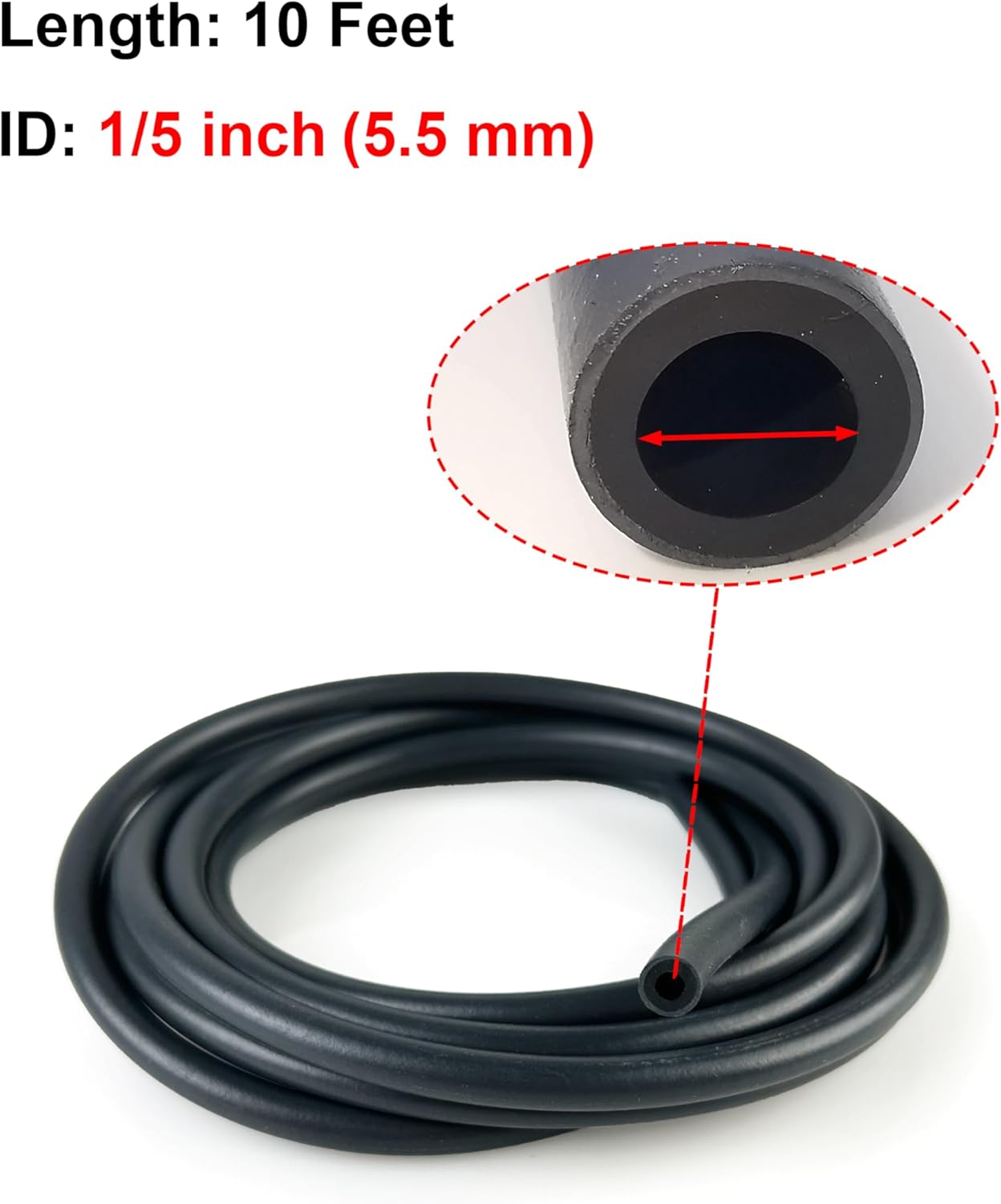 YAMAKATO 10 Feet 1/5 Inch ID 5.5mm Fuel Line Hose for ATV Quad Pit Dirt Bike Go Kart Mini Bike ATV Generator Small Engines Gas Line 95001-55008-60M w/ 20 Clamps - Image 2