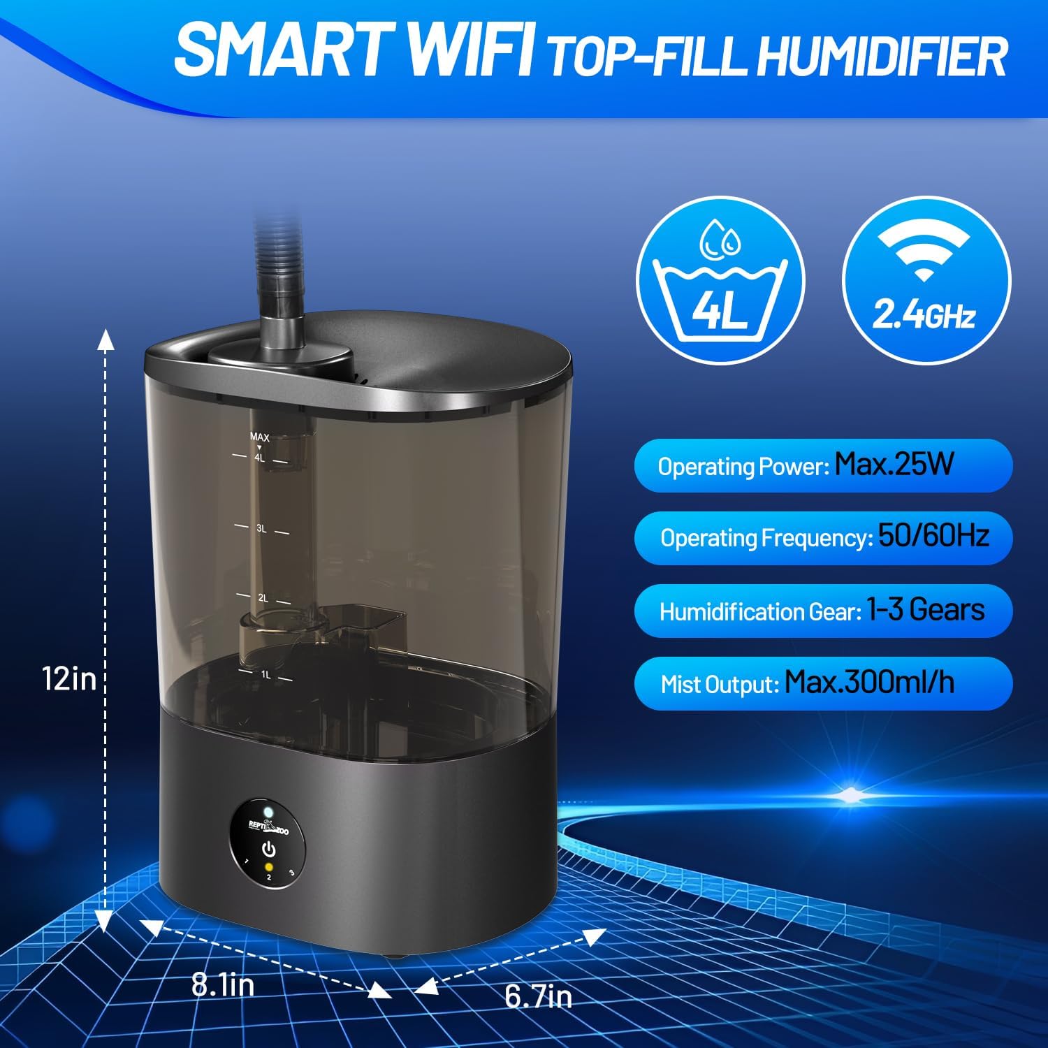 REPTI ZOO Smart WiFi Reptile Fogger with Timing, 4L Reptile Terrariums Humidifier, Fog Machine Mister for Chameleon Frog Turtle Gecko | Misting System Spray Kit for Amphibia, Plants | Linkage Control - Image 7