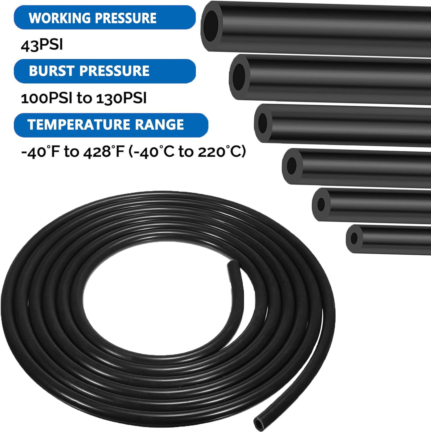 Vacuum Line Kit, 6PCS 5Ft Vacuum Hose Automotive With 64PCS Vacuum Line Connectors for Variety Car Piping System Automotive Replacement Vacuum Hoses - Image 4