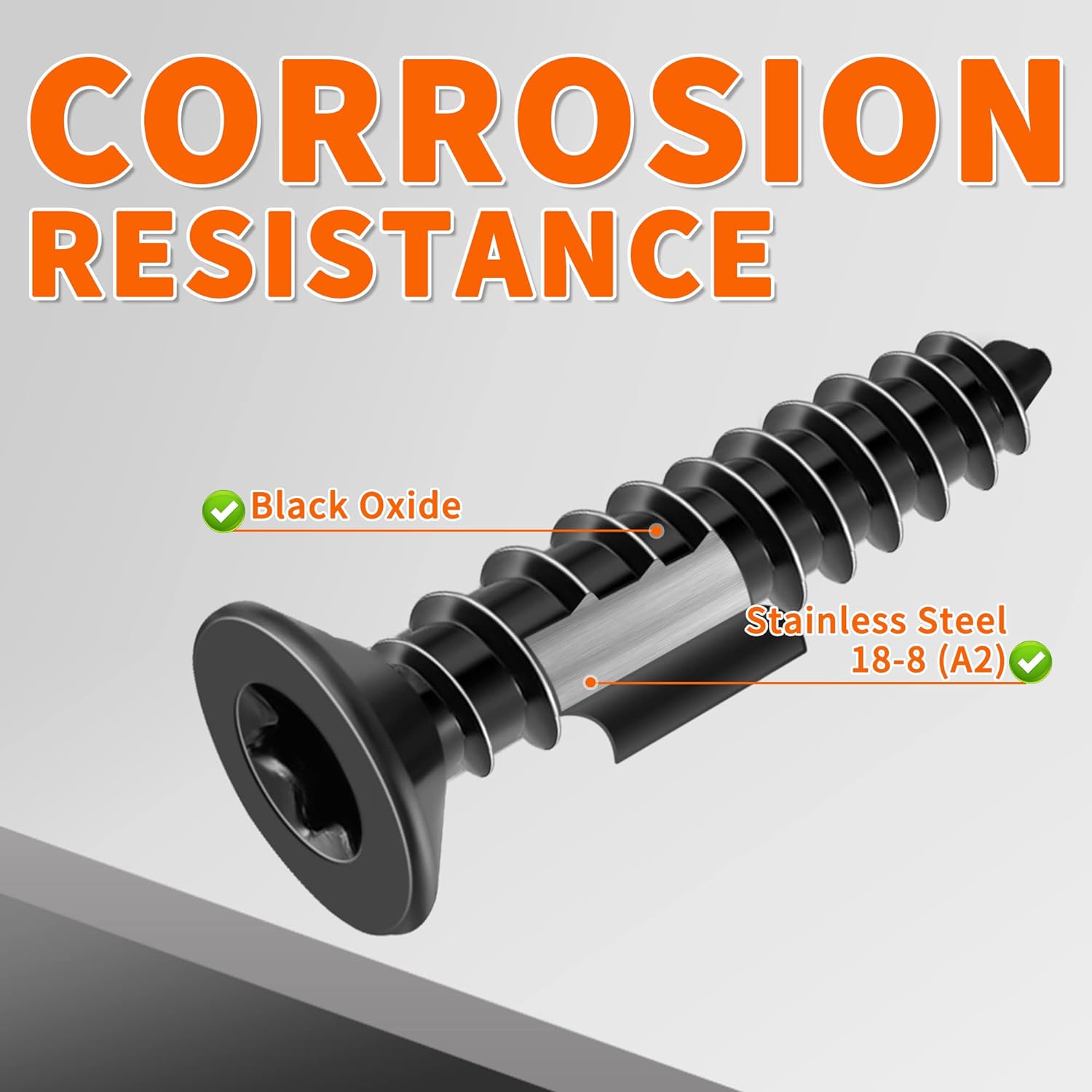 100 PCS #10 x 1-1/4" Flat Head Torx/Star Wood Screws, 18-8 (A2) Stainless Steel, Full Threaded & Black Coated for Durability, T25 Drive Bit Included, No.10 X 1.26 Length Multipurpose Screw by TPOHH - Image 3
