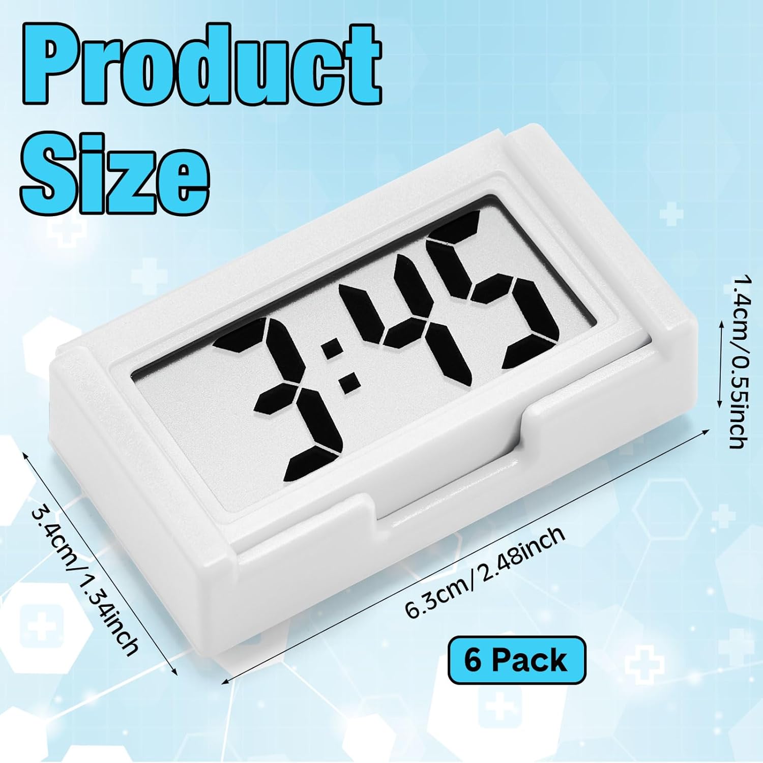 Frienda 6 Pieces Mini Digital Clock Small Digital Clock Stick on Battery Operated Self Adhesive Bracket for Car Dashboard Fridge (White) - Image 2