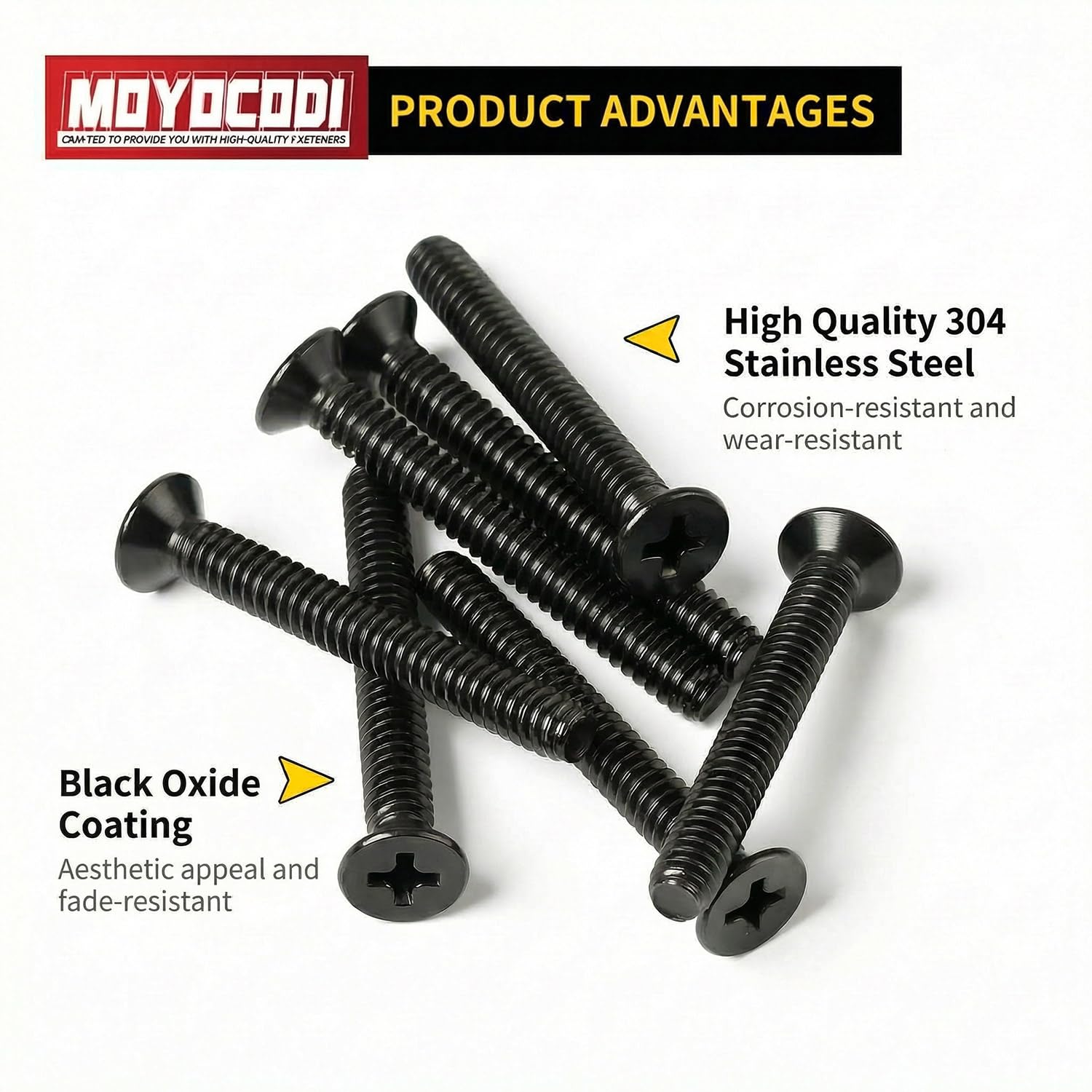 M2.5 x 6mm (50 Pack) Flat Head Machine Screws Black Oxide 304 Stainless Steel, Fully Threaded, Phillips Drive for Furniture Repairs and 3D Printer - Image 2