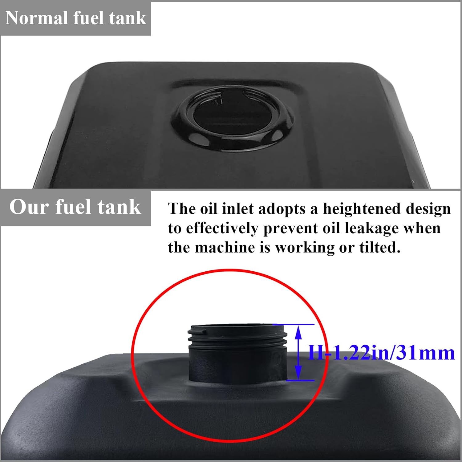 WOTIAN Gas Fuel Tank Compatible with GX160 GX200 5.5HP 6.5HP Harbor Freight Predator 212cc Engine Anti-vibration HDPE Never Rust Oil Tanks Replaces for 17510-ZE1-020ZA 17510-ZE1-030ZF - Image 4