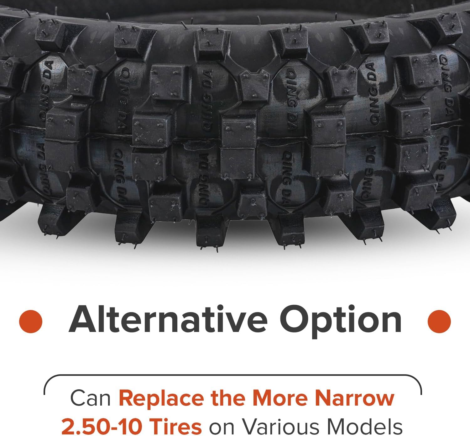 AlveyTech 3.00-10 Dirt Bike Tire with QD015 Knobby Tread - Rear Tire Compatible with 10" Rims, Coolster QG-214X-W125 and XR-2, and Engine Sizes 49, 50, & 70cc, Baja Motorsports, Honda, & Yamaha Bikes - Image 6