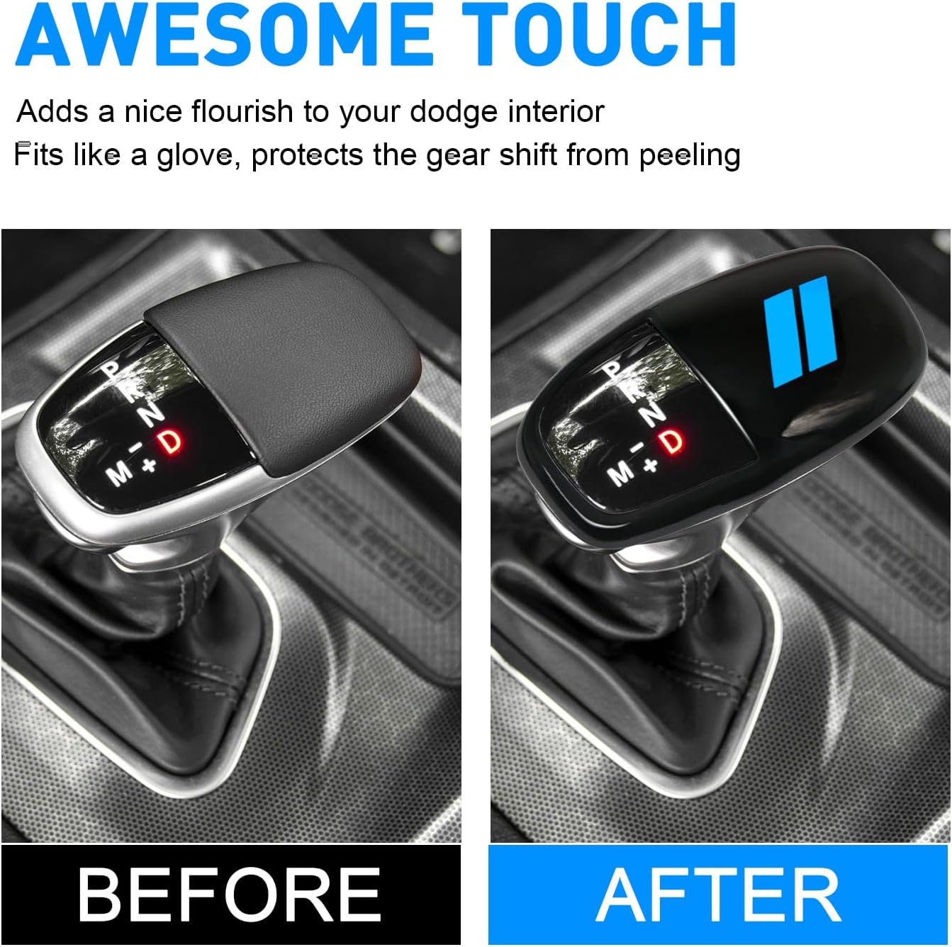 Gear Shift Knob Head Cover for Dodge Charger Accessories 2015-2023 Challenger 2015-2024 Durango 2016-2026 ABS Interior Shell Insert Decoration Protector (Blue Trim) - Image 7