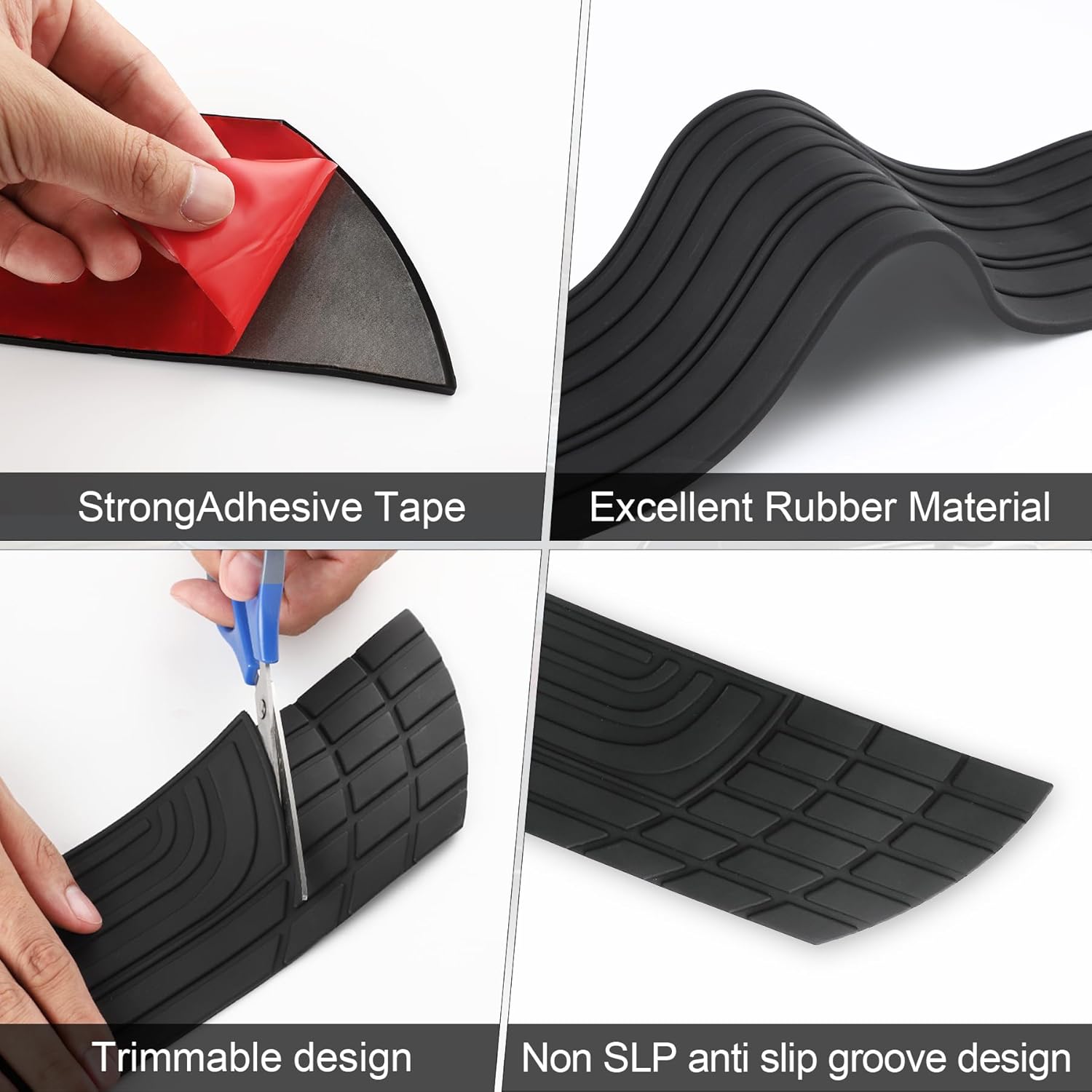 SINGARO Car Rear Bumper Protector, 42inch x3.4inch Car/SUV Universal Rubber Anti-Scratch Trunk Exterior Accessories - Image 3