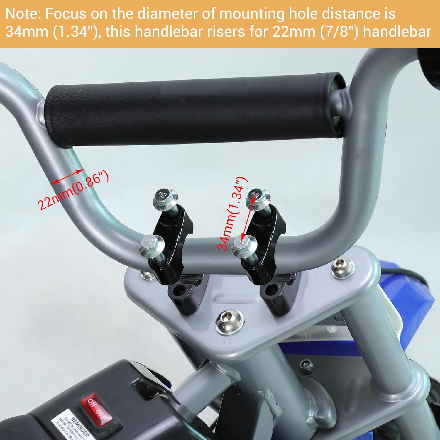 Universal Mini Bike Handlebar Risers 22mm 7/8" Motorcycle Handlebar Risers Compatible with Coleman BT200X RB100 Mega Moto 80 105 Motovox MBX10 MBX11 TaoTao DB100 Pit Dirt Bike Powersports Parts - Image 2