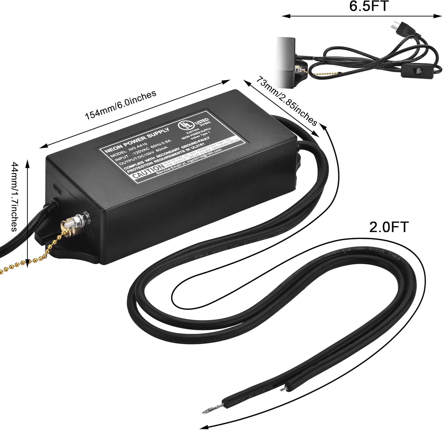 10KV 10000V Power Supply for Glass Neon Sign Electronic Neon Light Beer Signs Bar Lights Transformer 120V 50/60Hz(UL Approval) - Image 3