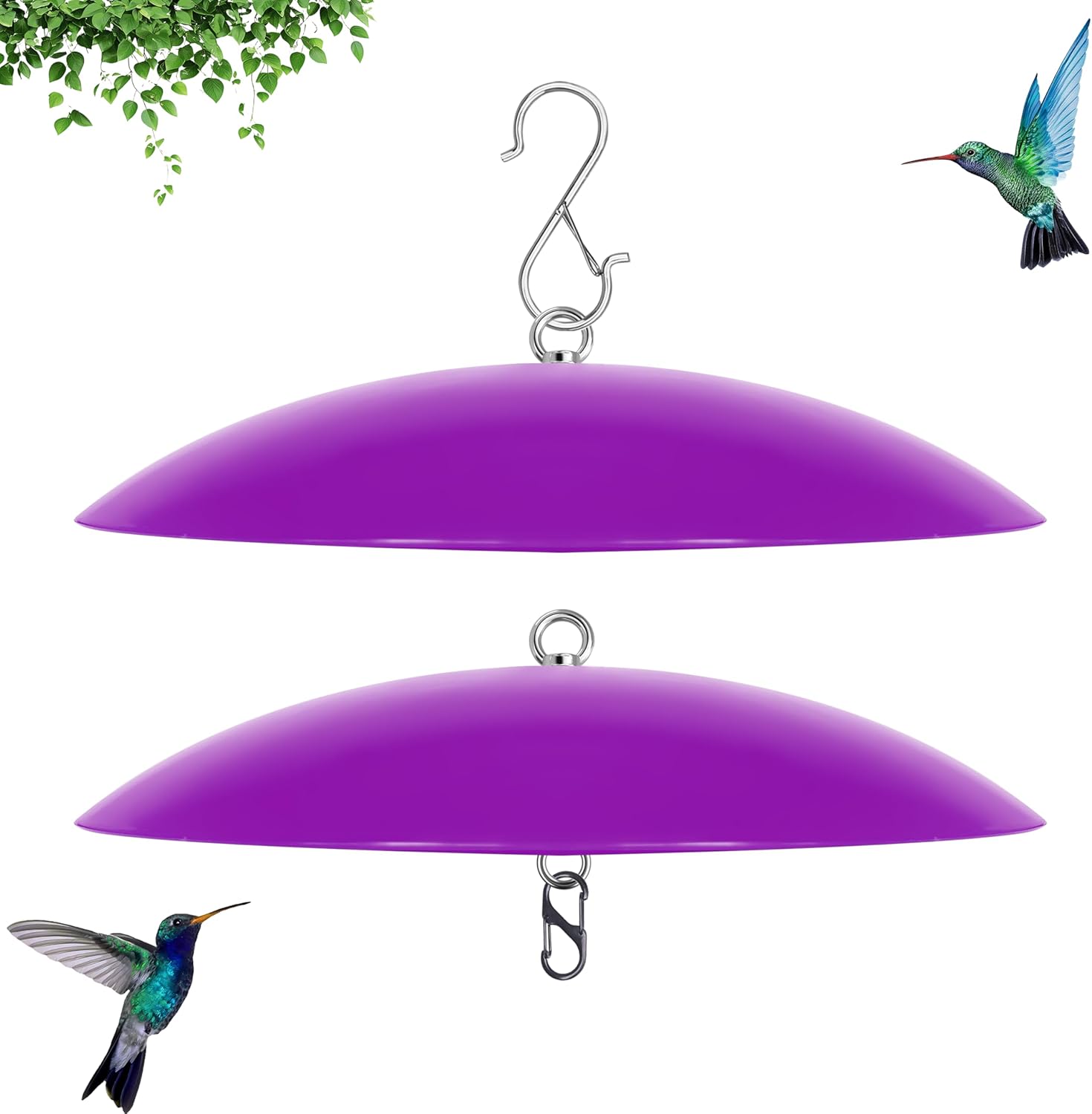 13" Bird Feeder Rain Cover,Bird Feeder Dome,Hummingbird Feeder Guard, Proof Bird Feeders Baffle,Smart Birds Feeder's Umbrella (Purple),2Pack