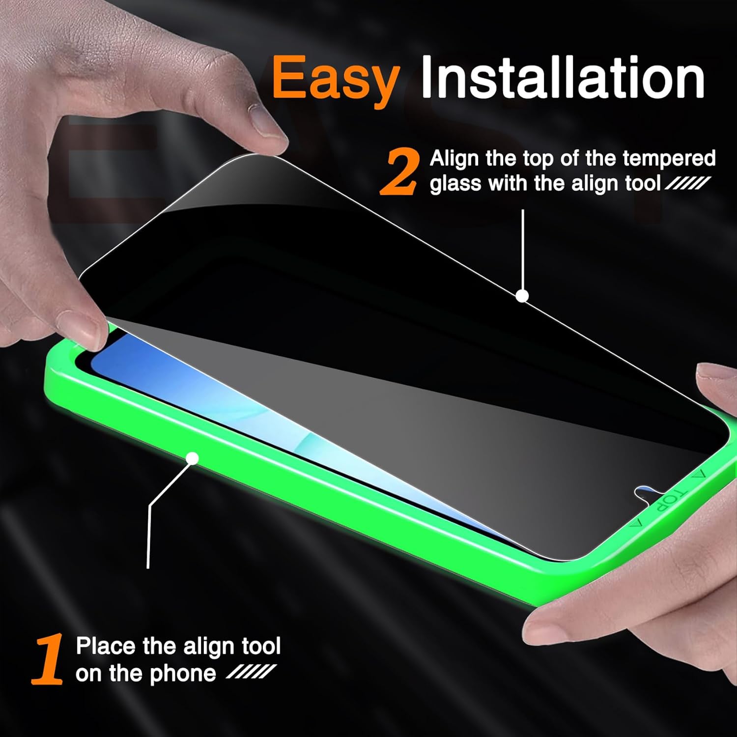 Wiaocit 3 Pack Tempered Glass Privacy Screen Protector for Samsung Galaxy A17 5G with 3 Pack Camera Lens Protector, 9H Hardness, Bubble Free, Case Friendly - Image 3