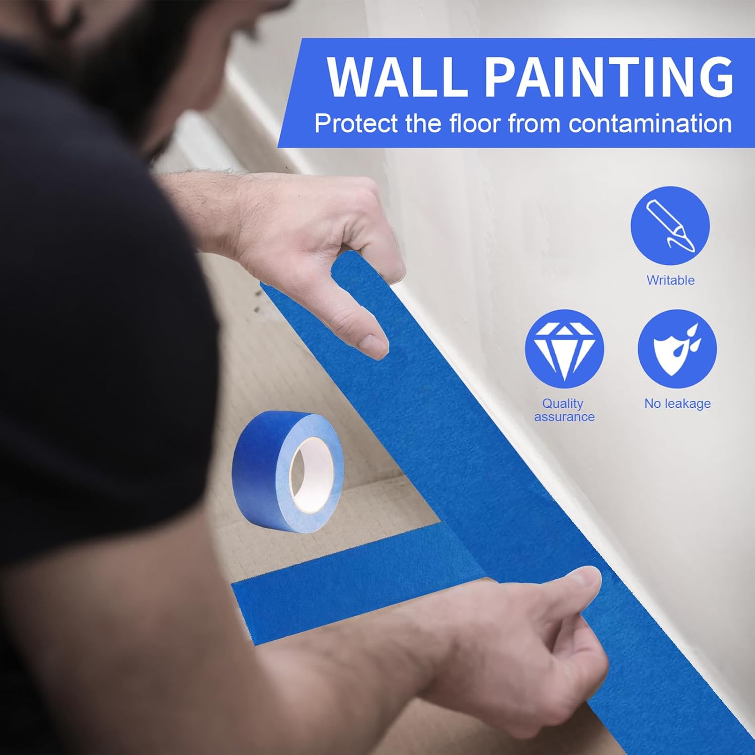 Painters Tape 2 Inch Wide, 2 Rolls Blue Masking Tape, 2 Inches x 55 Yards x 2 Rolls, 110 Yards in Total - Image 7