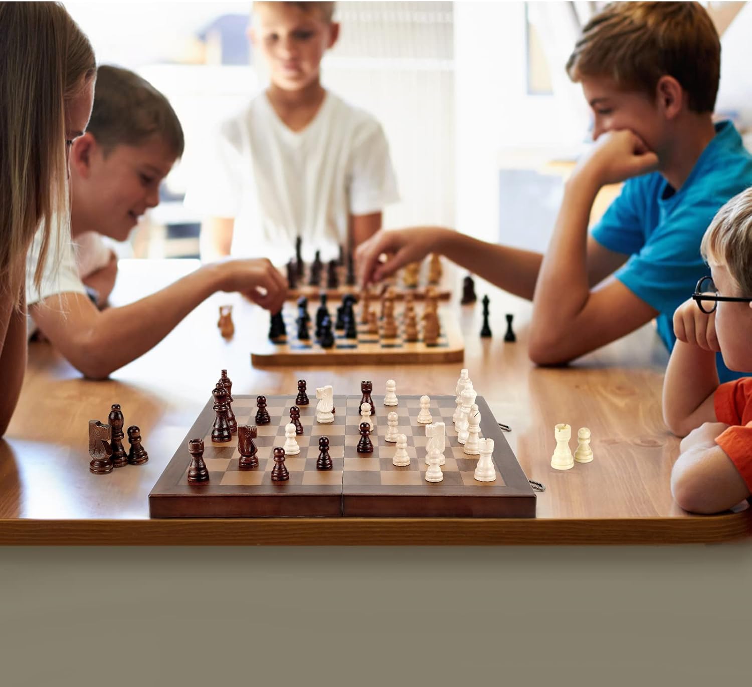 Magnetic Wooden Chess Set for Adults Kids 17'' Chess Board with Handmade Pieces, Folding Portable Travel Unique Chess Sets Game for Tournament Professional Beginner - Image 2