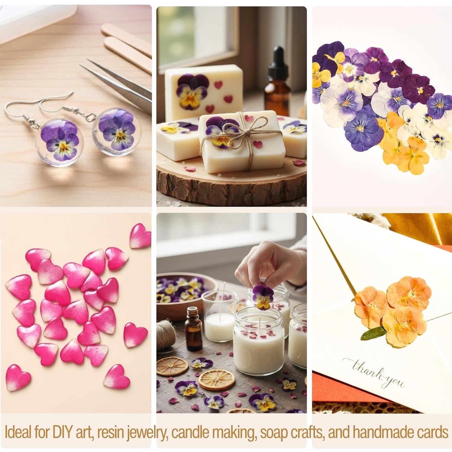 74 Pcs Edible Flowers for Cocktails Cake Decorating Drinks, Real Dried Pressed Flowers Cupcake Toppers, Food Grade Dry Flowers for Crafts Resin Mix with Pansy, Heart Rose Petals, Orange - Image 4