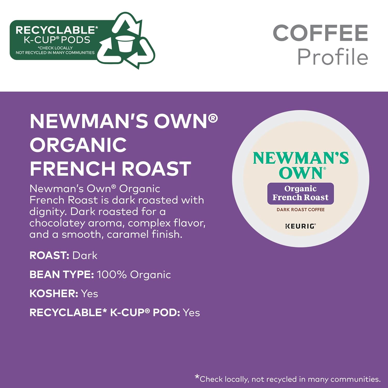 Newman's Own Organic French Roast Coffee, Keurig Single Serve K-Cup Pods, Dark Roast Coffee, 60 Count, (6 Packs of 10) - Image 4