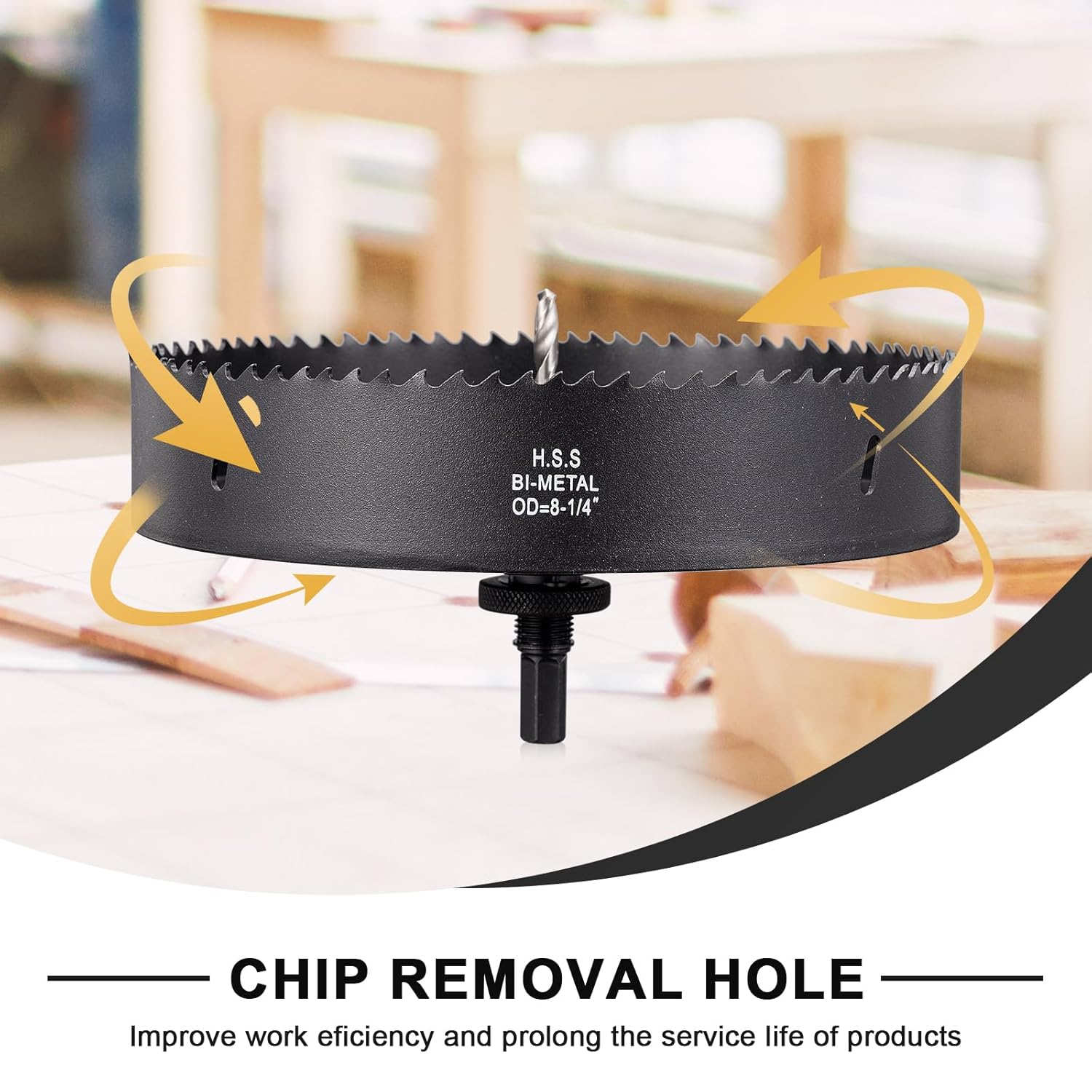 8 1/4 inch Hole Saw for Metal and Plywood, Bi-Metal Circular Wood Drill Bit Cutting 1.75” Deep with Hex Shank for Drywall, Fiberglass, Plasterboard, Acrylic and Sheet Steel - Image 4