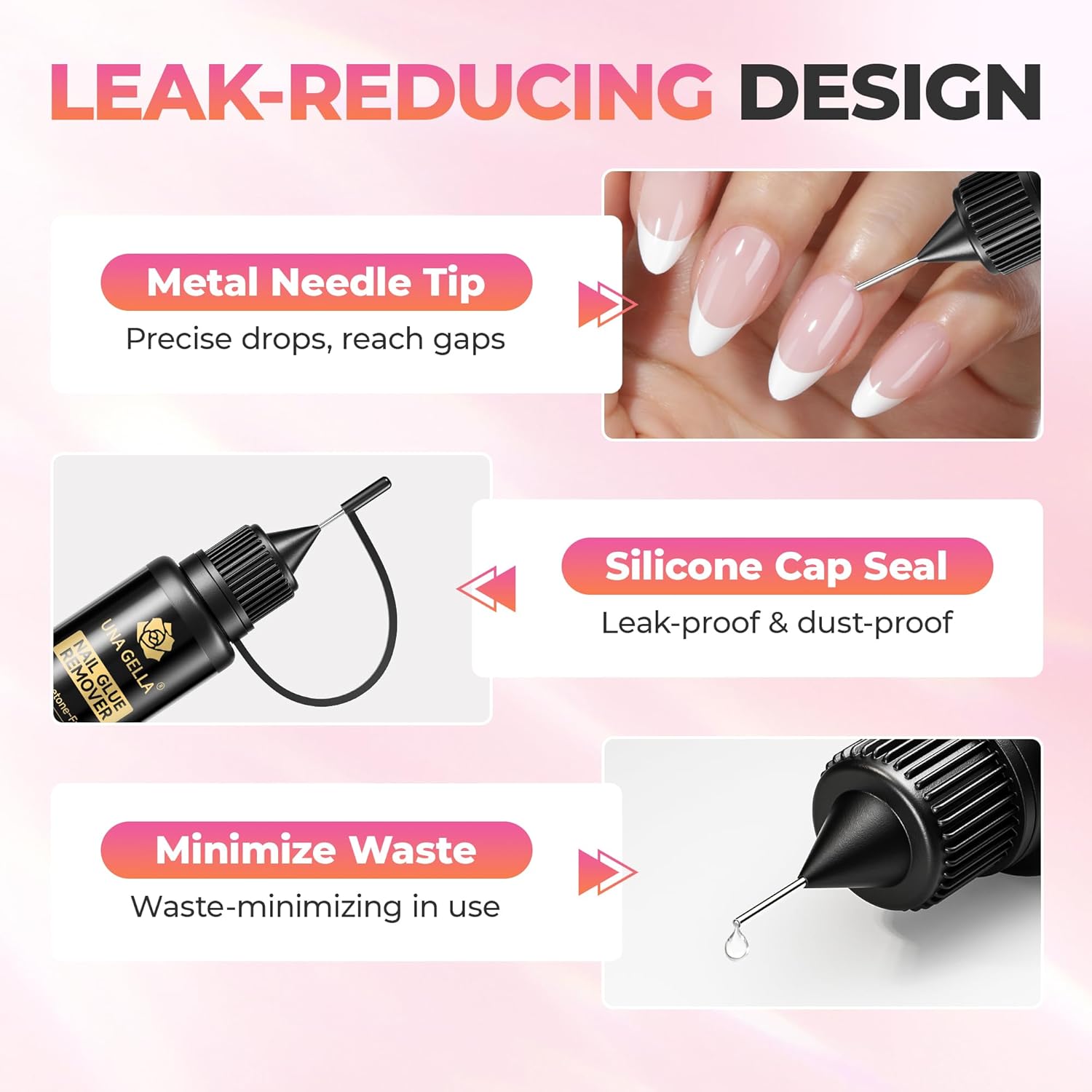 UNA GELLA 20ml*2PCS Nail Glue Remover for Press on, Multi-Functional Pinpoint Glue Remover Fast Removal Gentle Non-Acetone with Crystal Sticks for Nails Polish False Acrylic Nail Tips Home DIY - Image 5