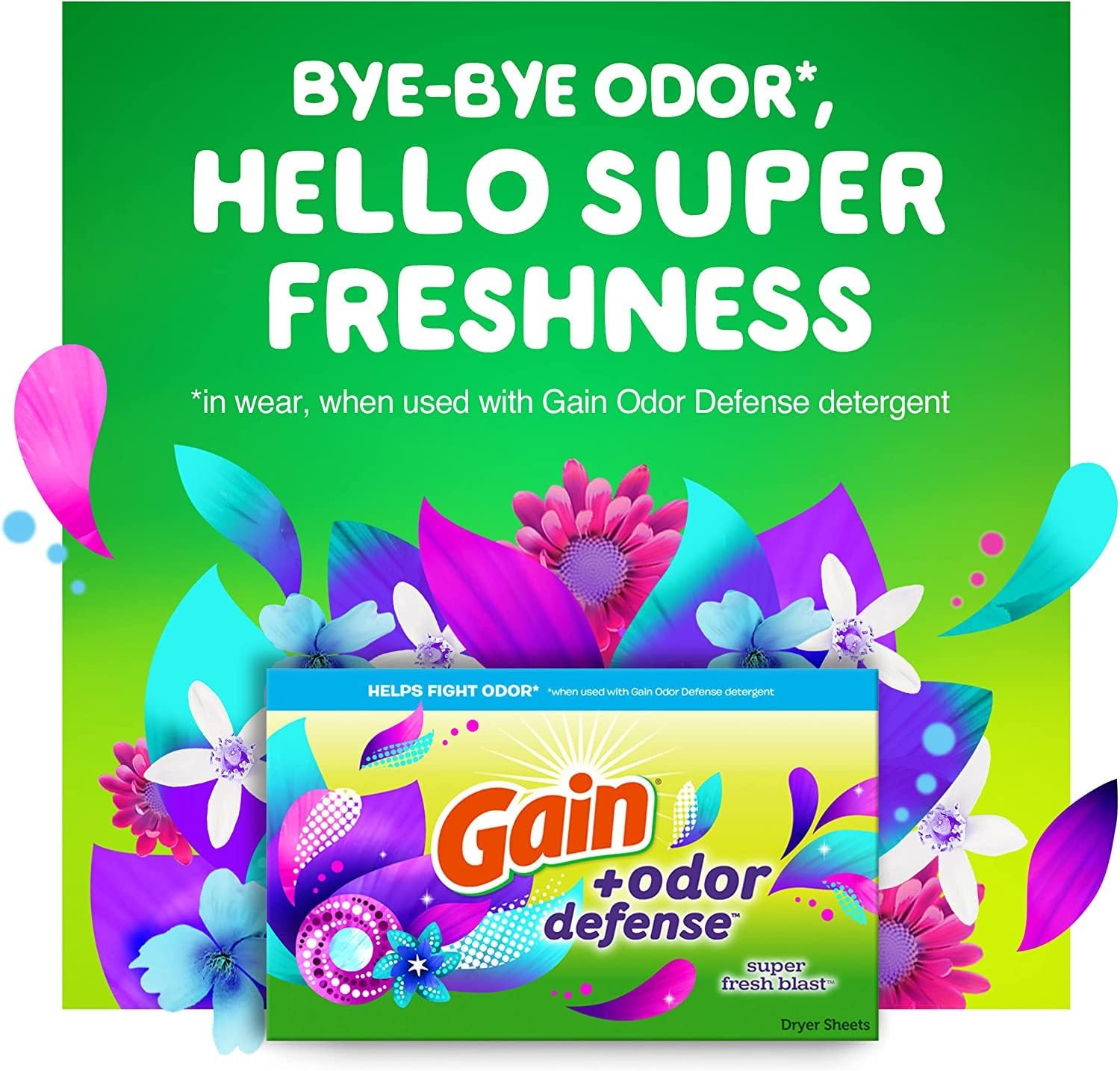 Gain Dryer Sheets Plus Odor Defense, Super Fresh Blast Scent, 240 Count, Helps fight static and odor, laundry sheets - Image 5