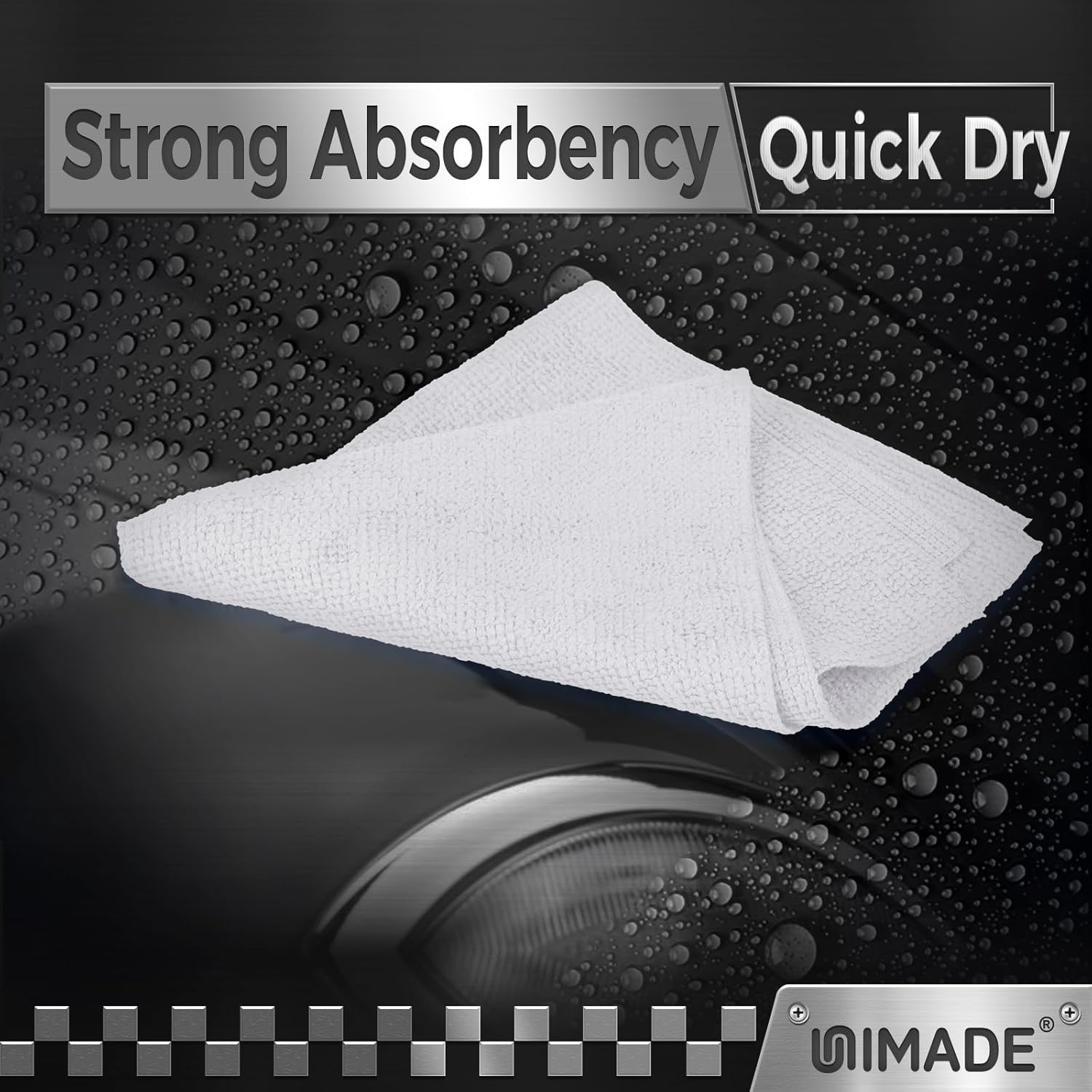 UNIMADE Shop Towels, 100 Pack Commercial Grade Work Rags Microfiber Towels for Cars Cleaning Rags Bulk Detailing Cloth for Automotive Bar Mechanic Restaurant Garage Housekeeping, 11.5"x 11.5", White - Image 4